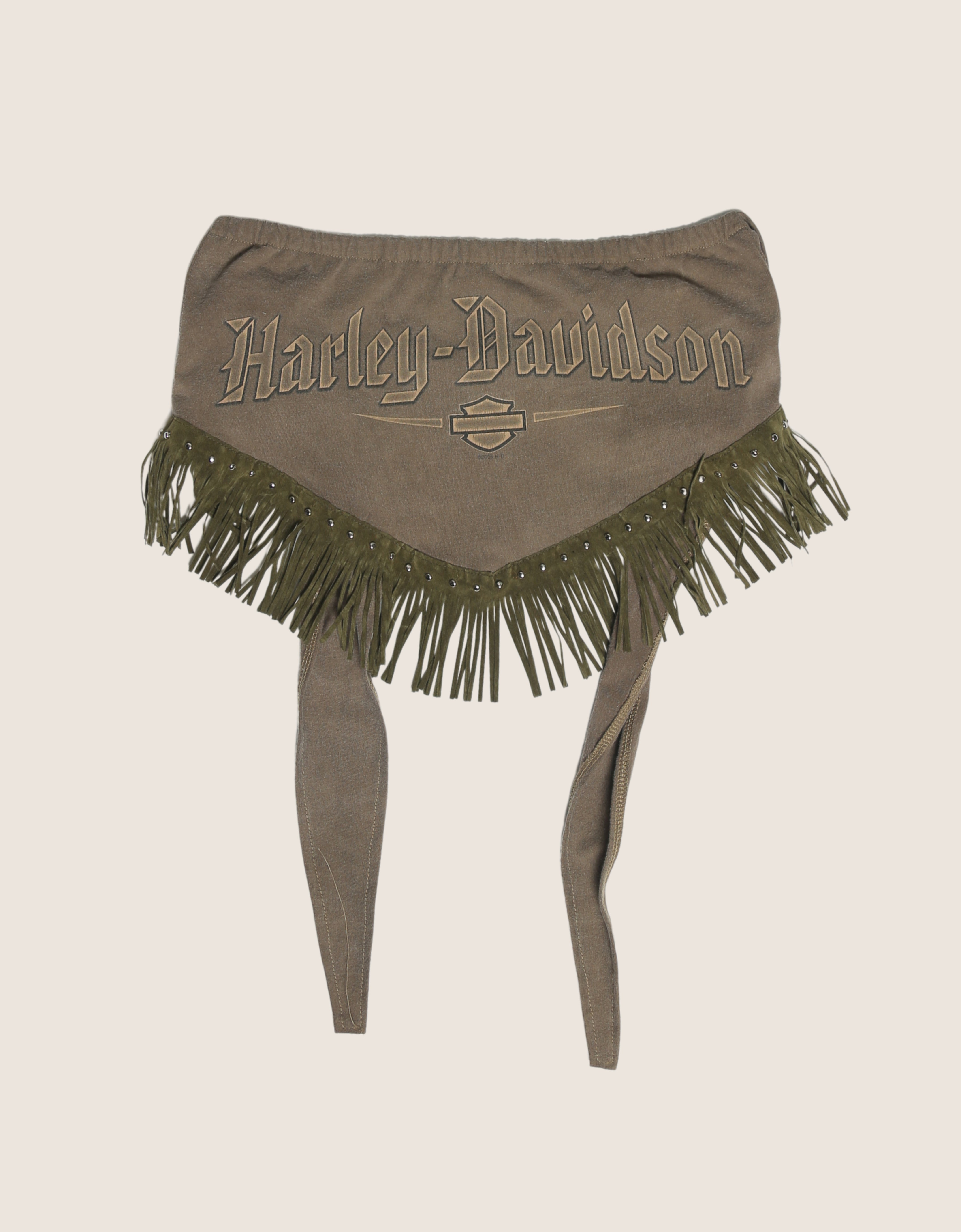 harley green fringe tie back tube top (m/l)