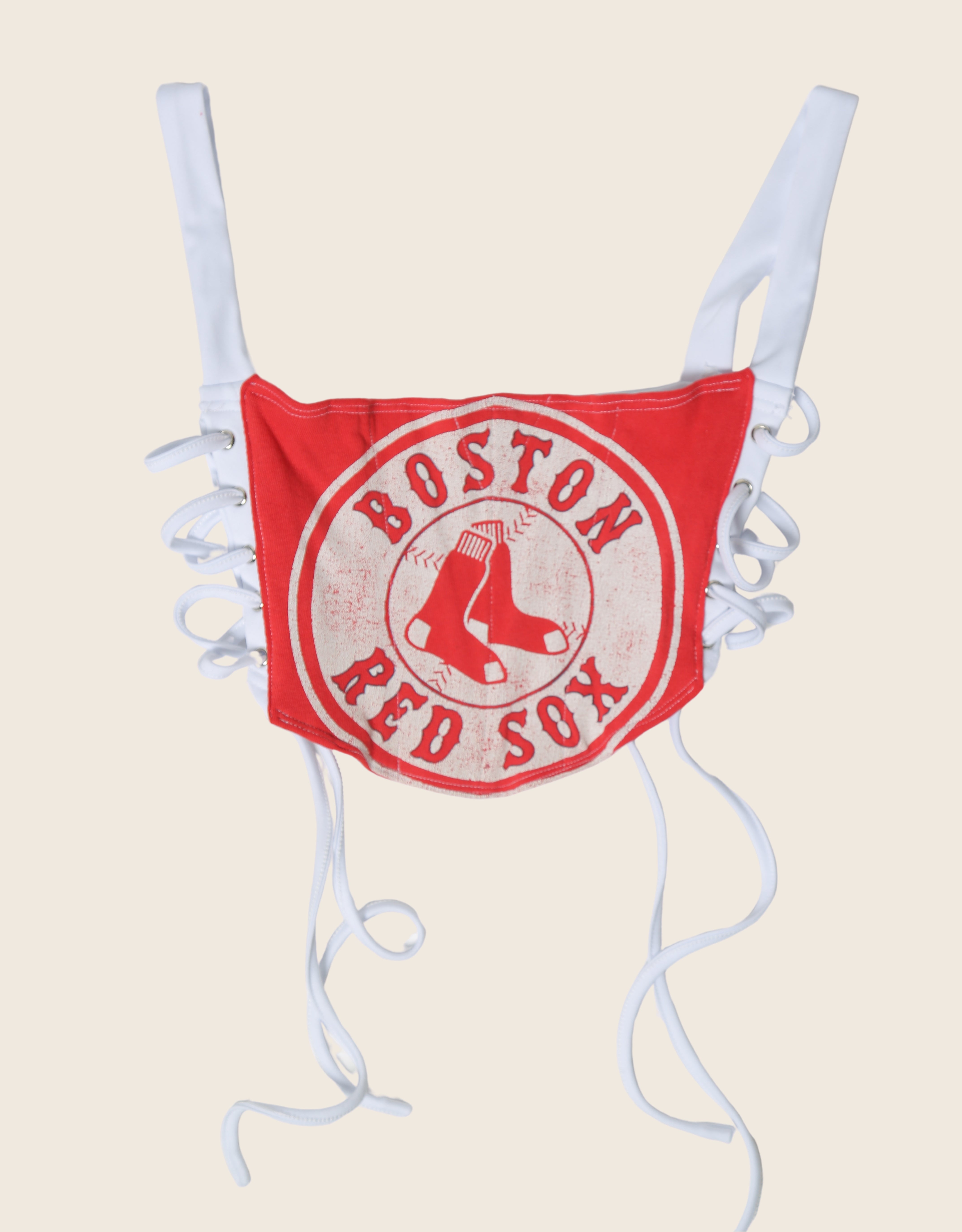 red sox baseball reworked side lace corset