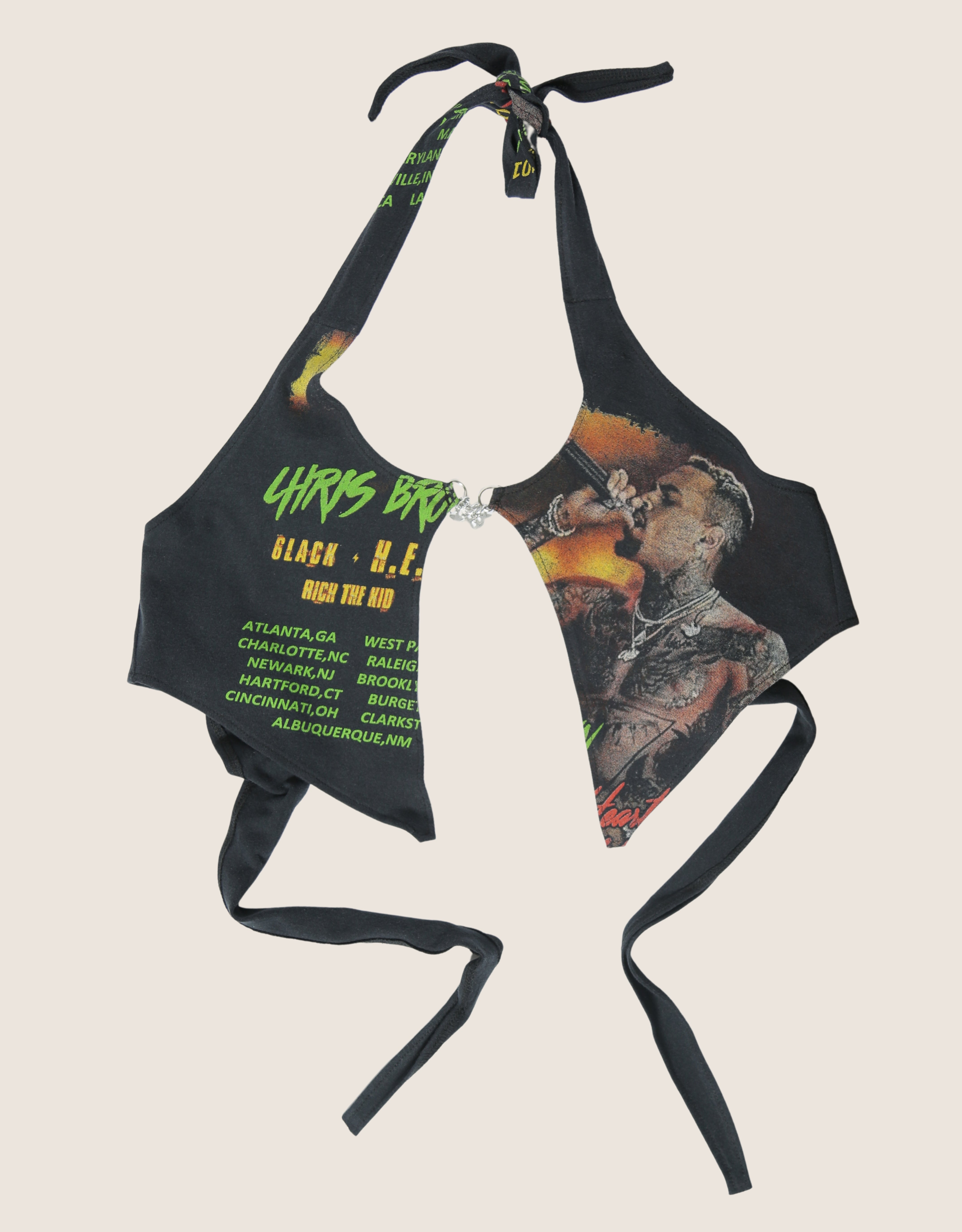 chris brown charm front halter top