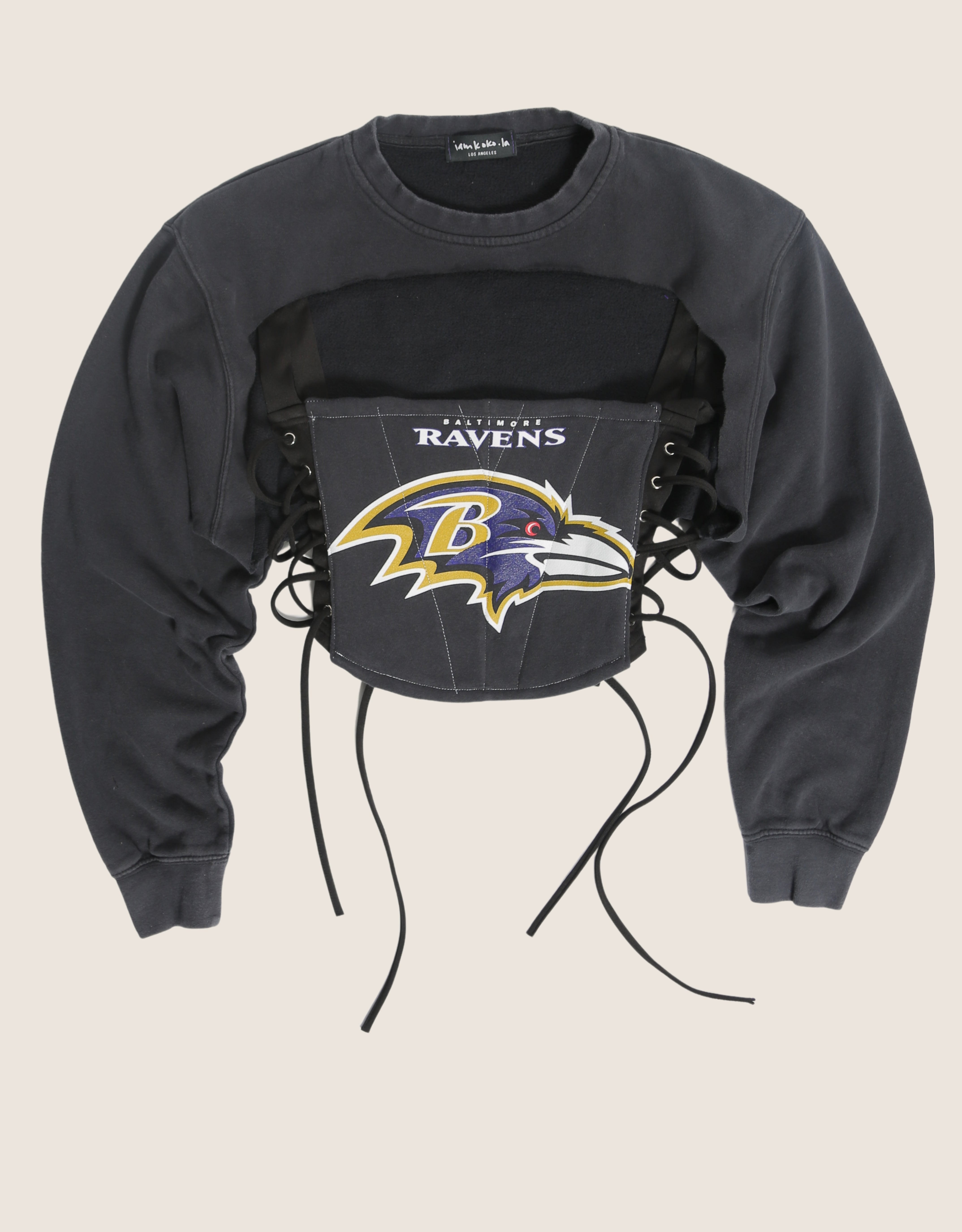 ravens reworked corset with matching sweatshirt shrug (small)