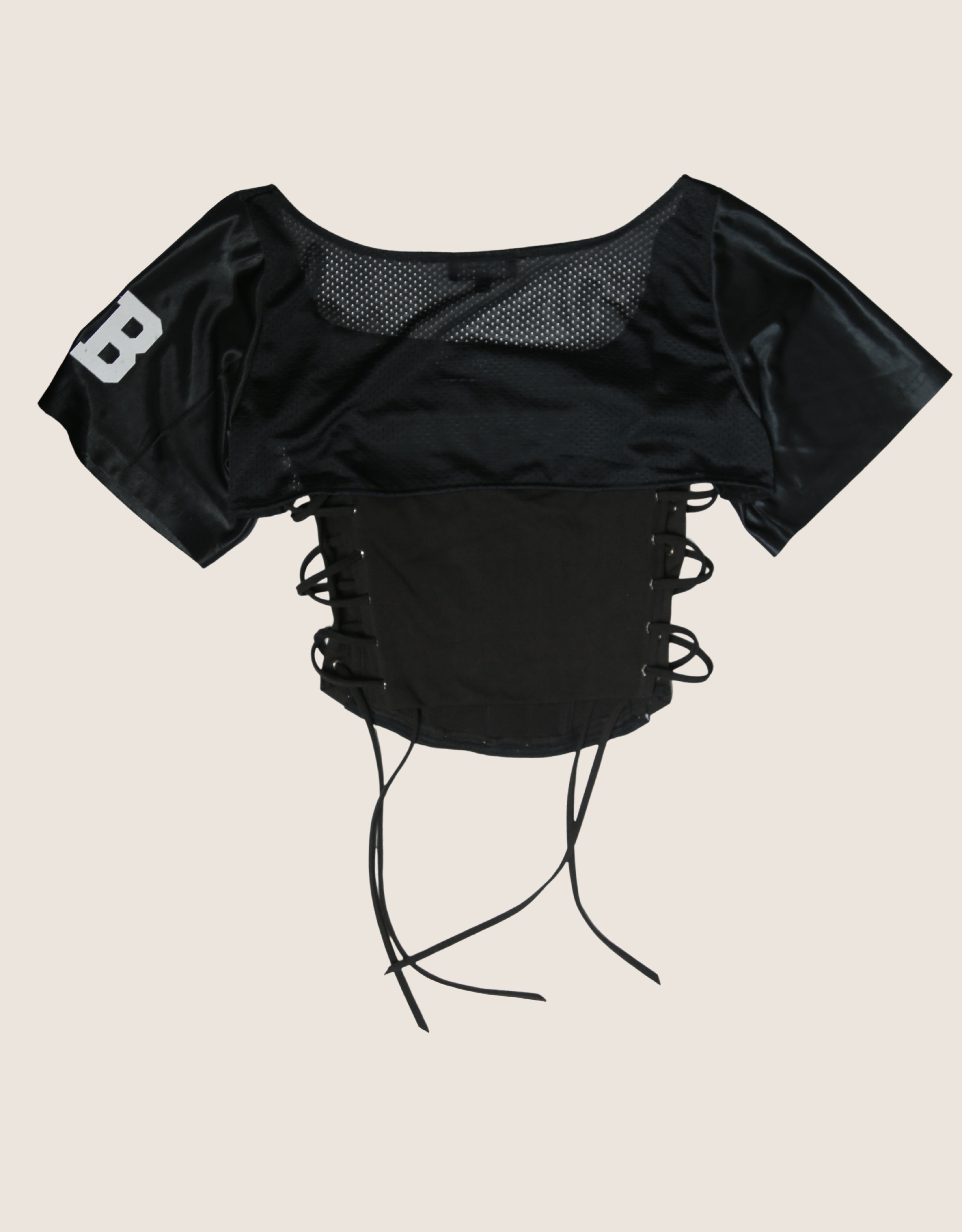 custom jersey breezy bowl side lace up corset with shrug- L
