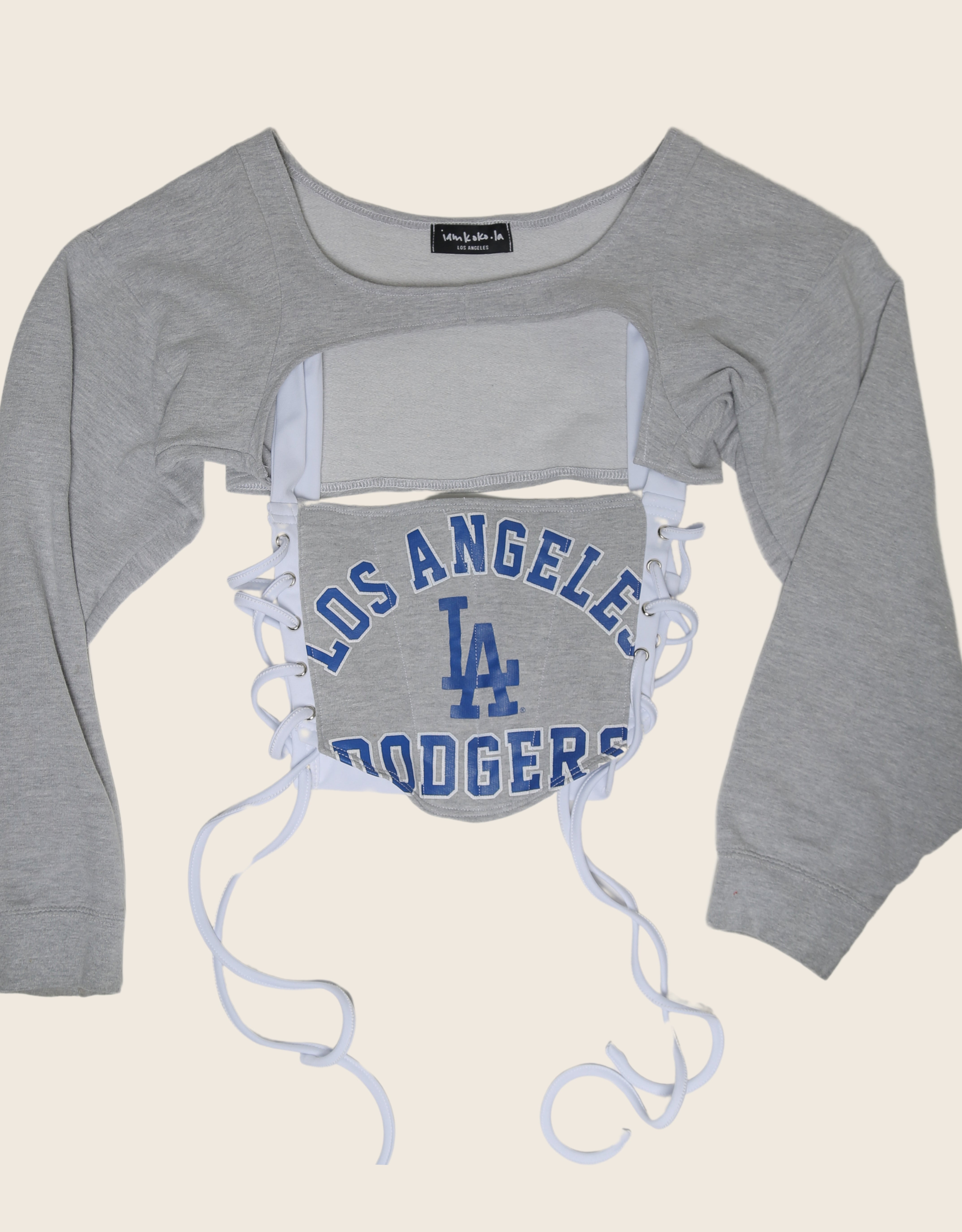 dodgers side lace corset with sweatshirt shrug