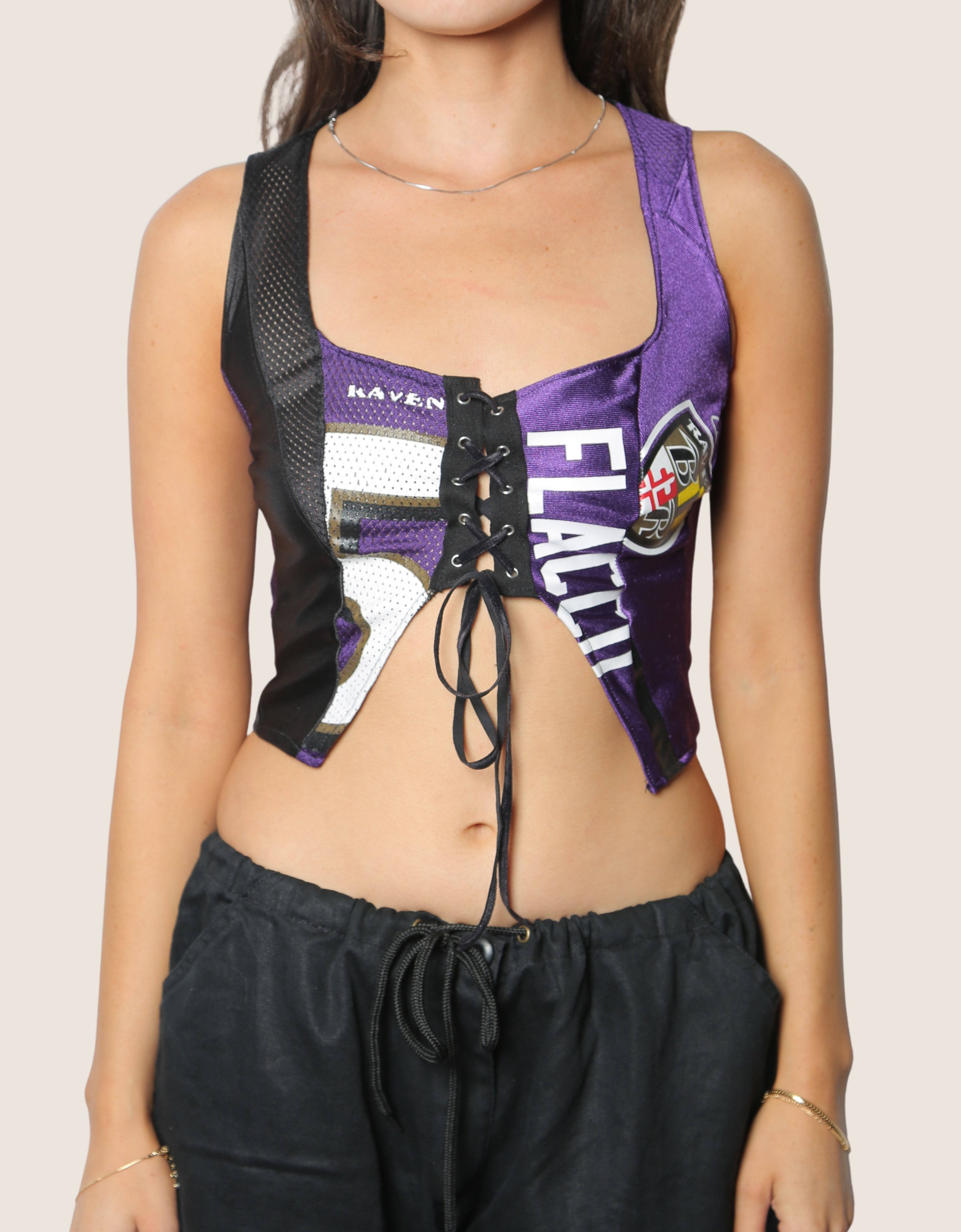 ravens lace front cut out tank
