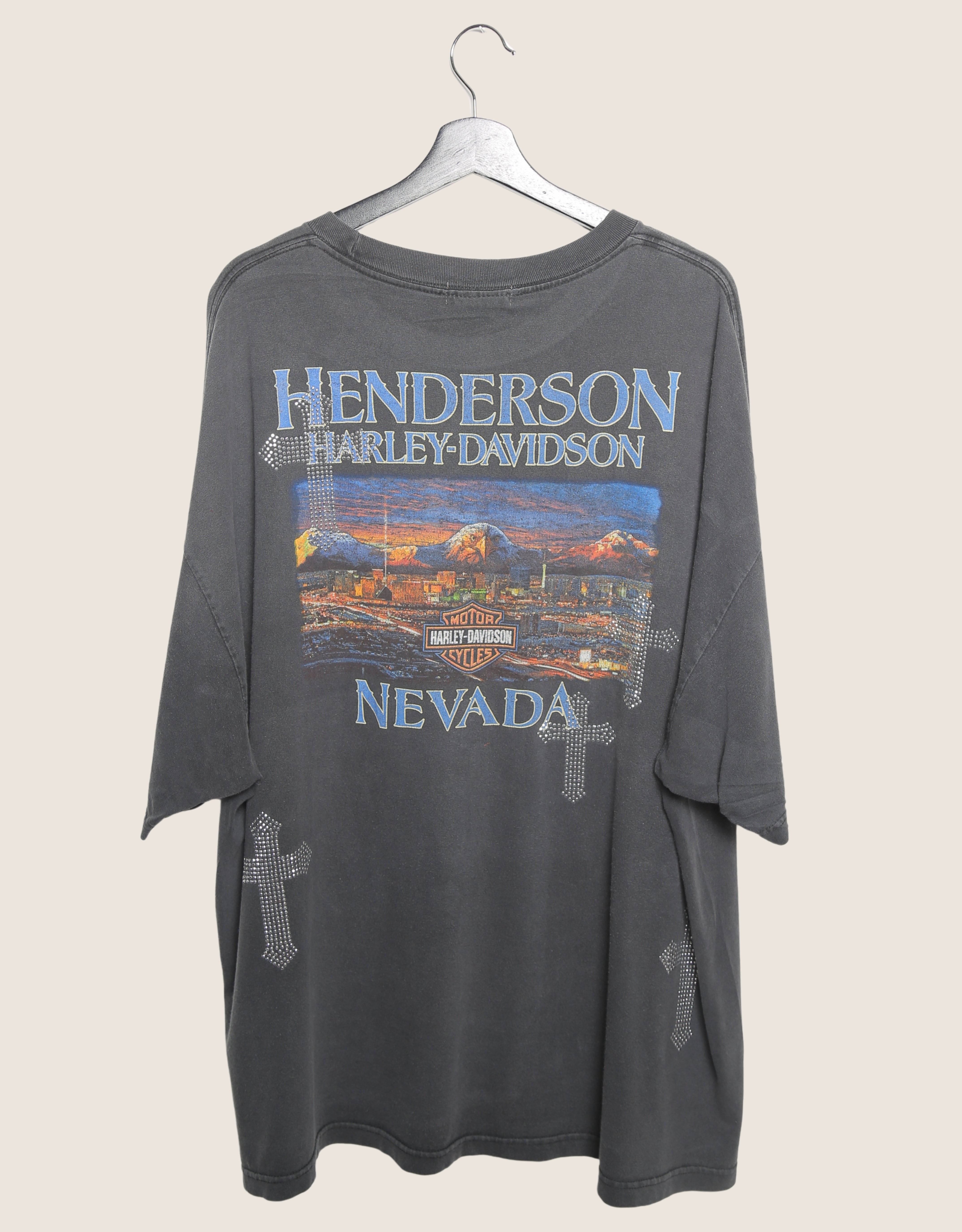 harley nevada studded cross oversized tee