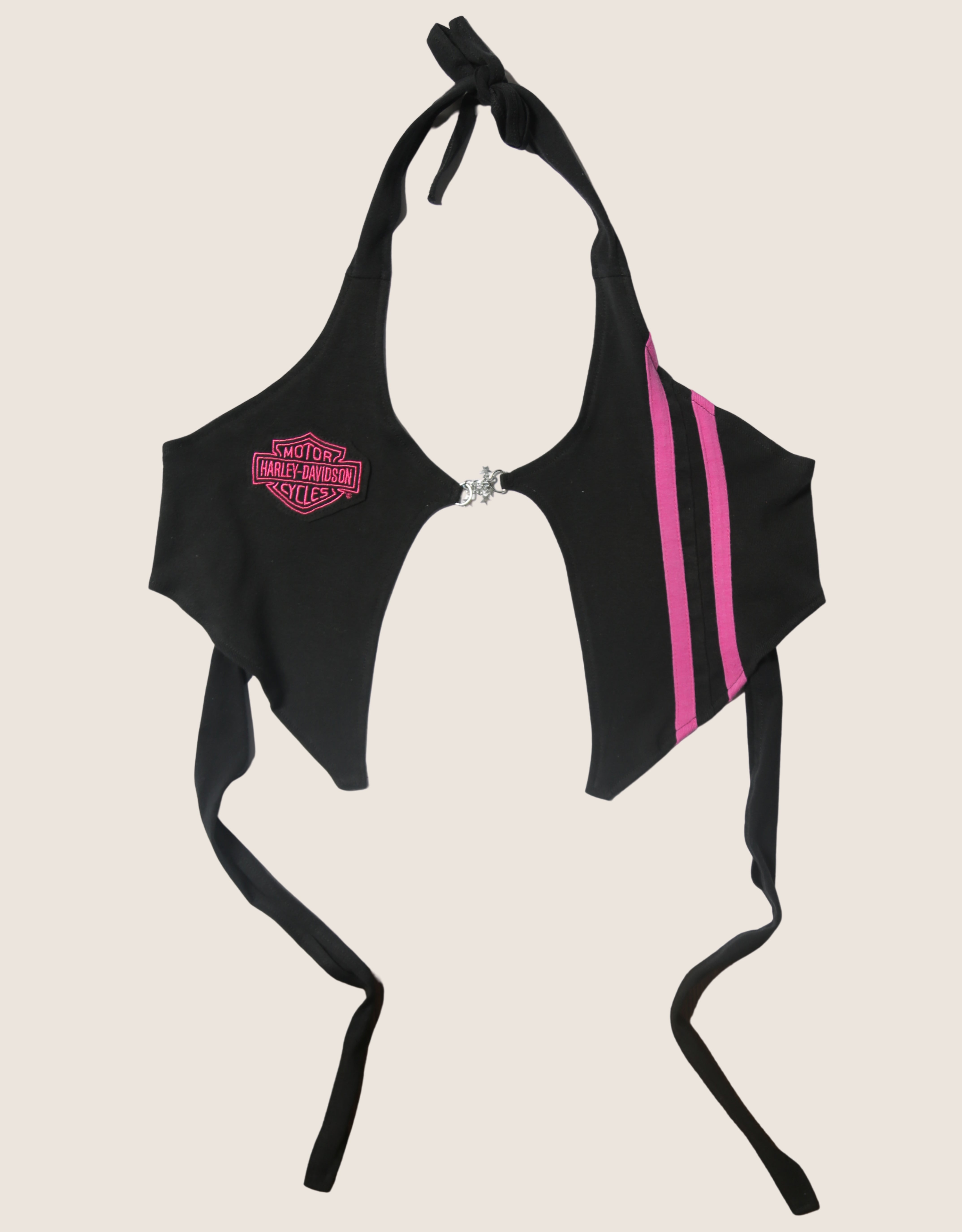 harley hot pink charm front halter top
