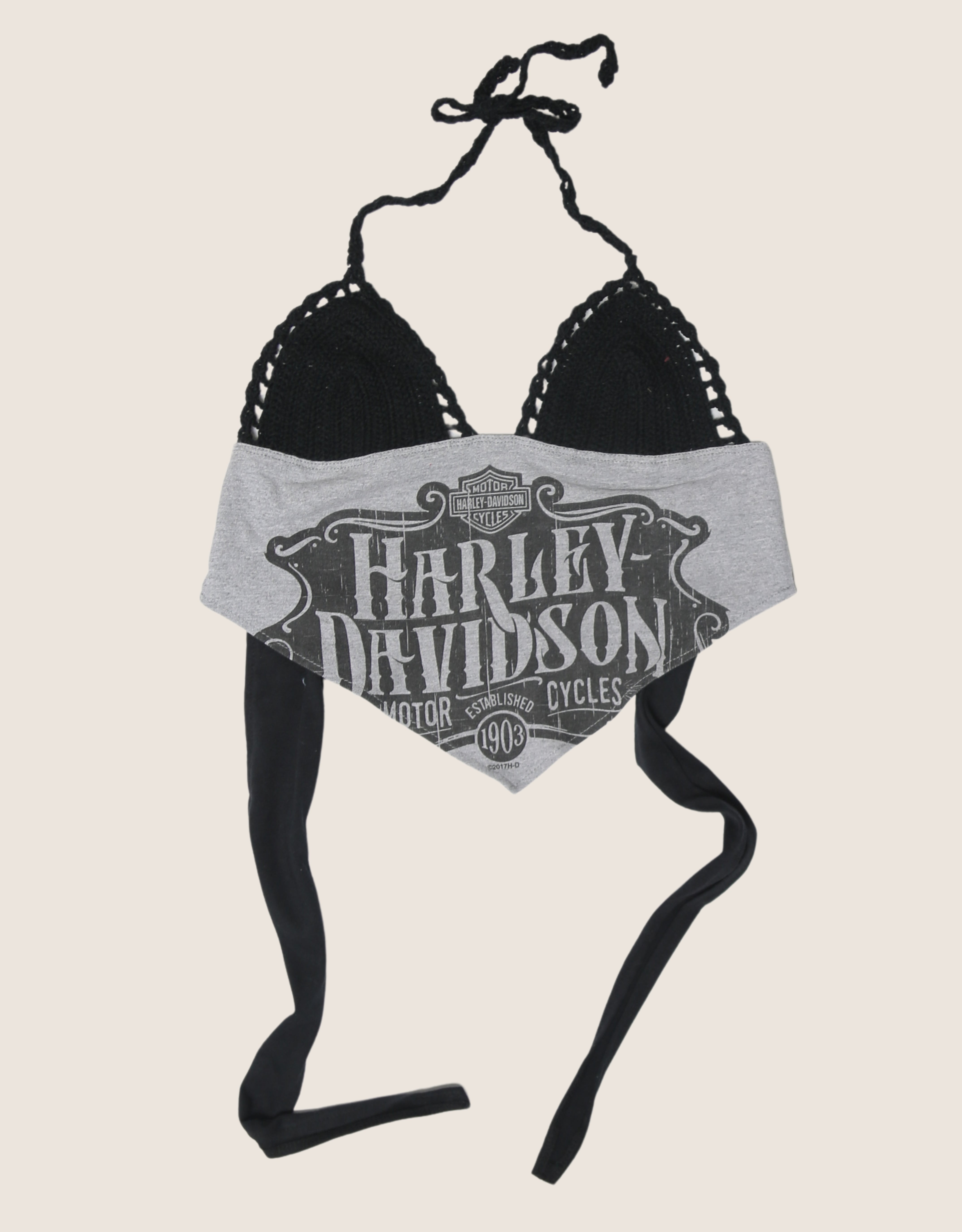 harley grey crochet halter top (S)
