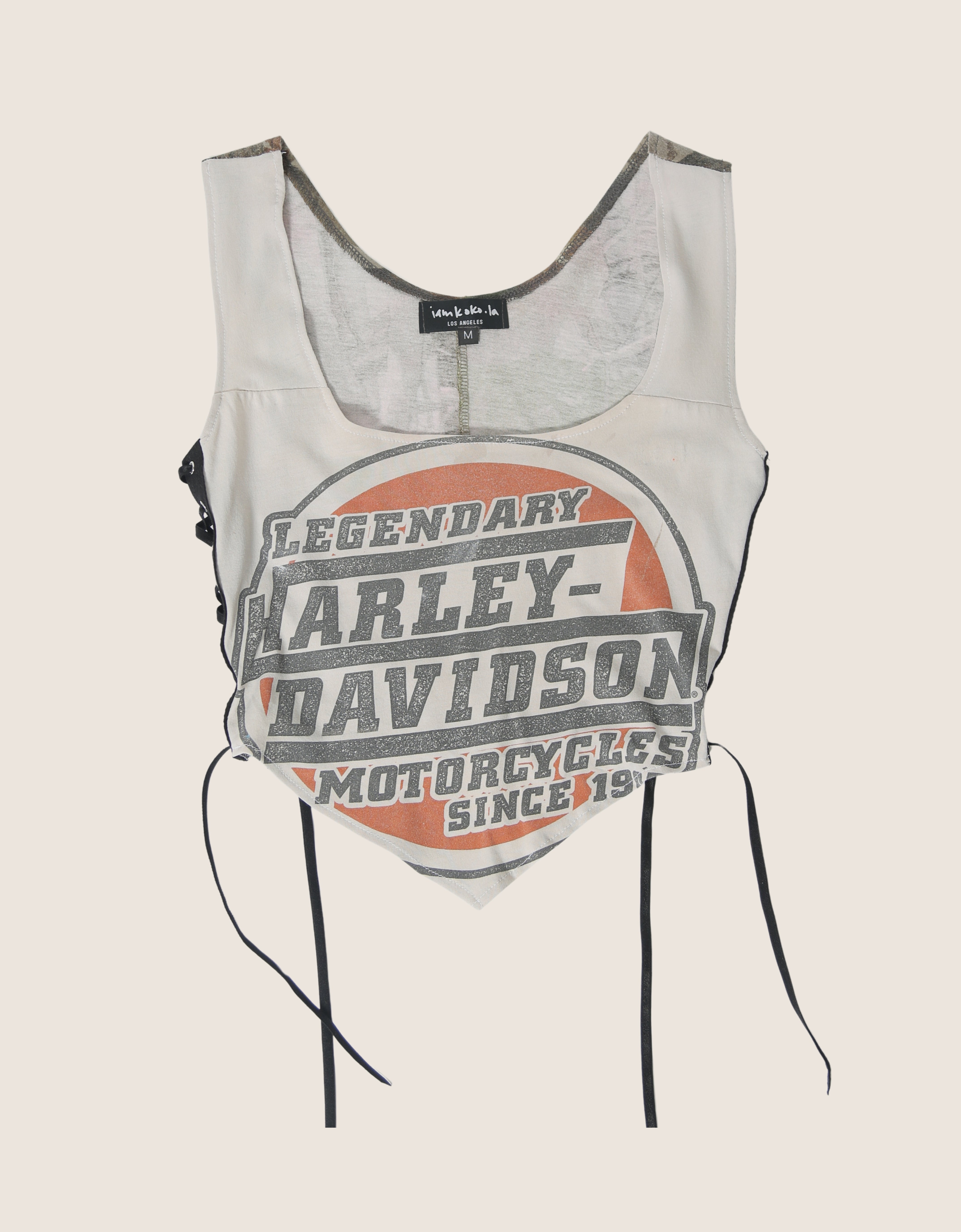 harley camo back reworked side lace tank top (M)