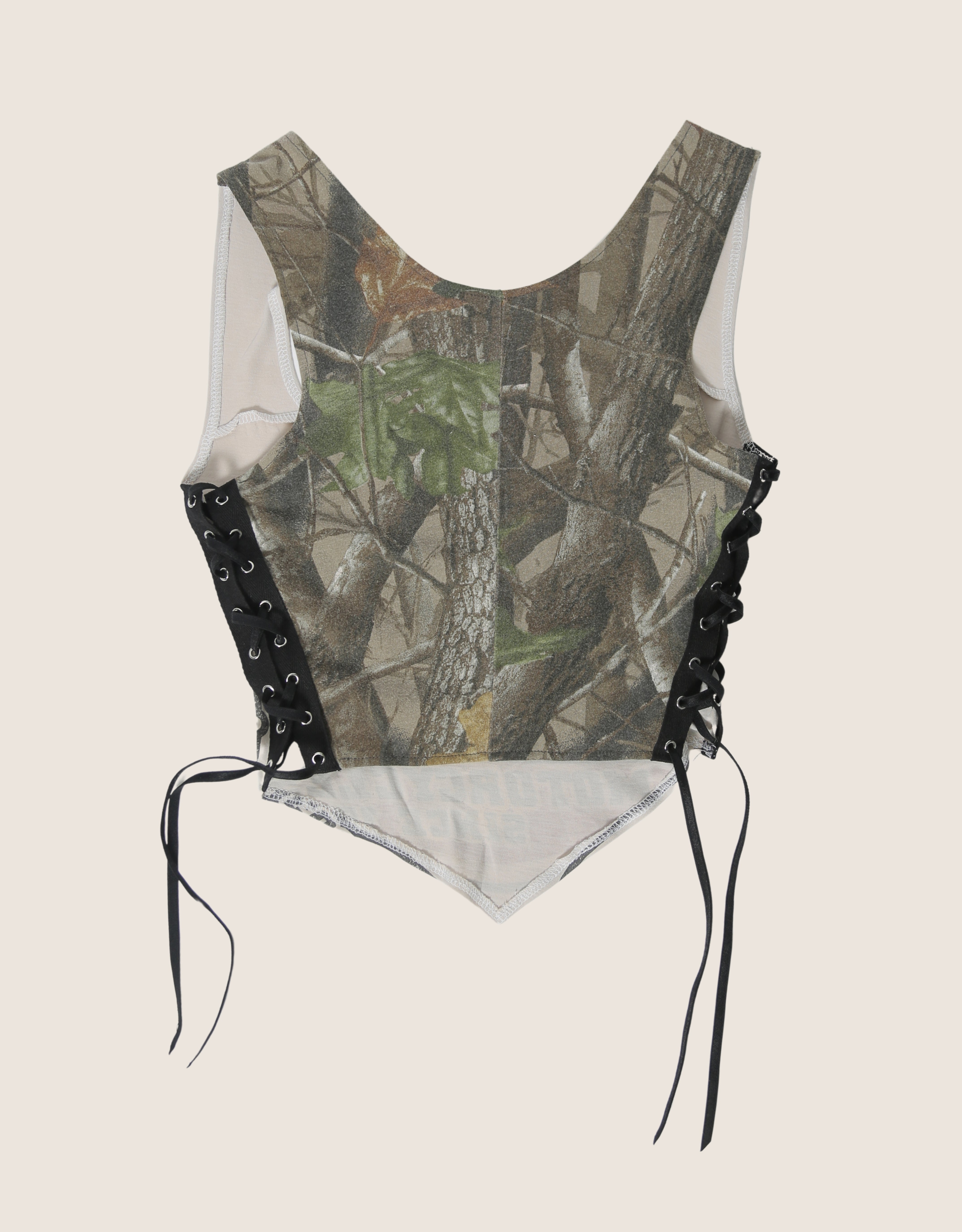 harley camo back reworked side lace tank top (M)