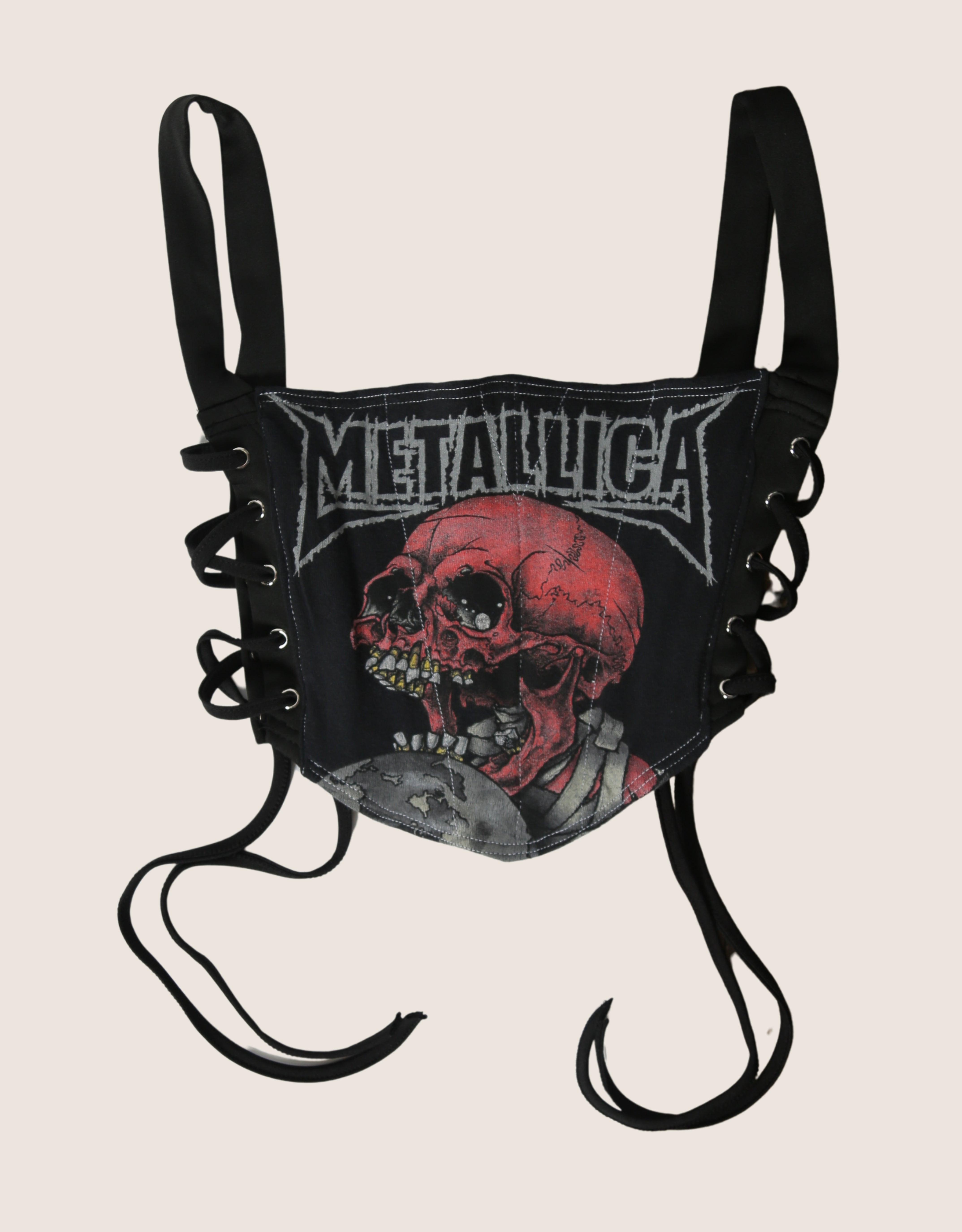 metallica side lace cropped corset (xs/ small)