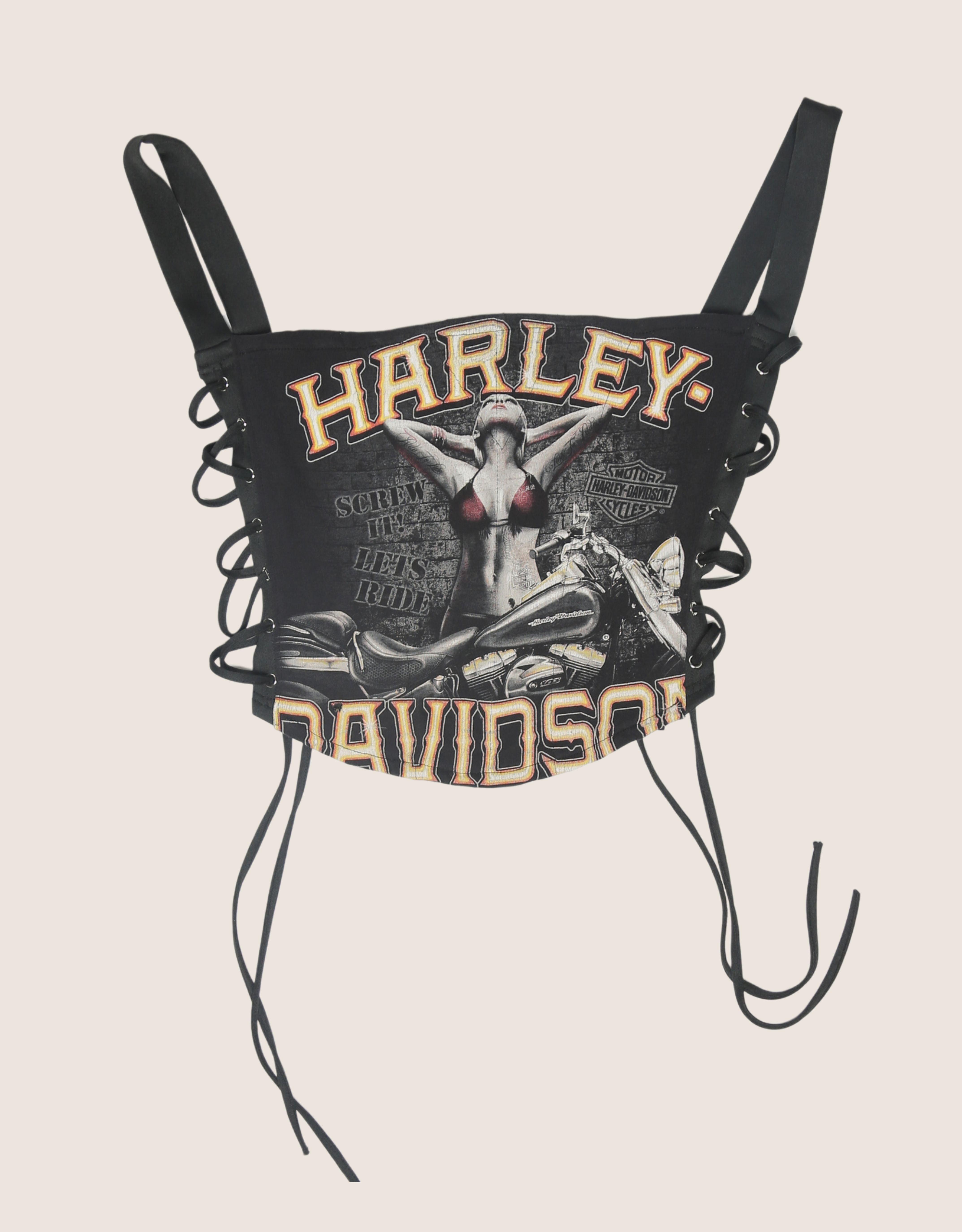Harley "lets ride" side lace full length corset (L/XL)