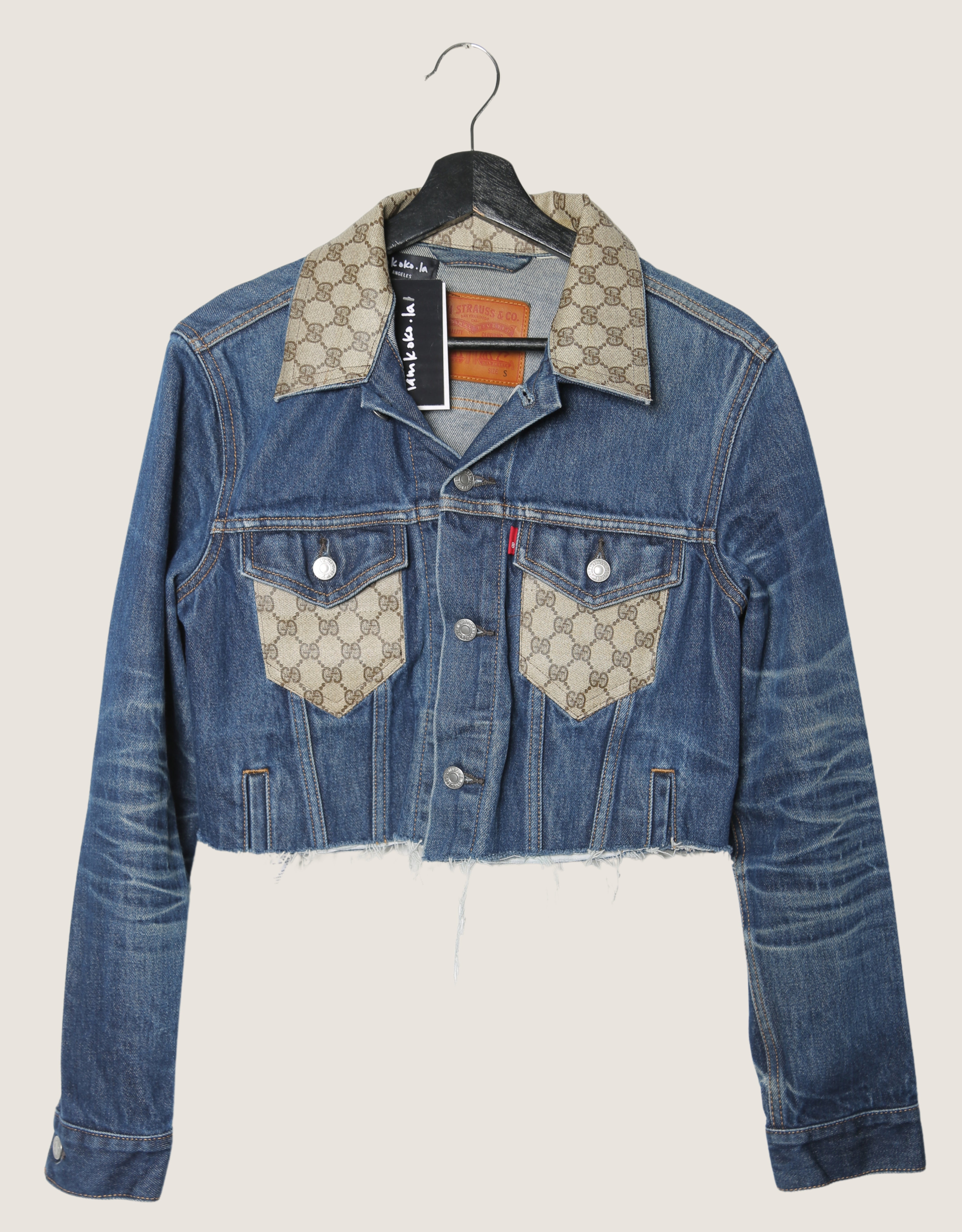 gucci reworked cropped denim jacket