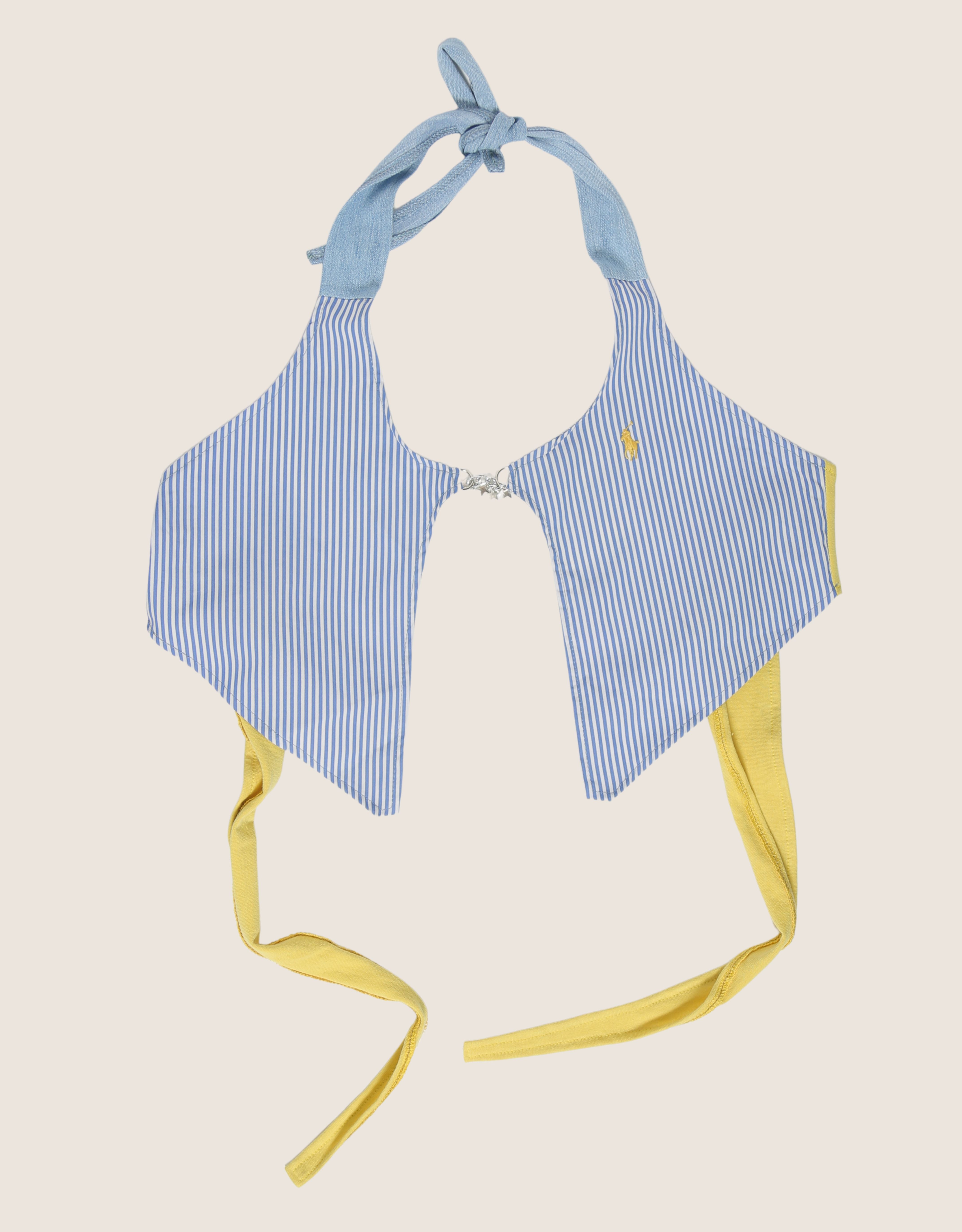 yellow polo charm front halter top
