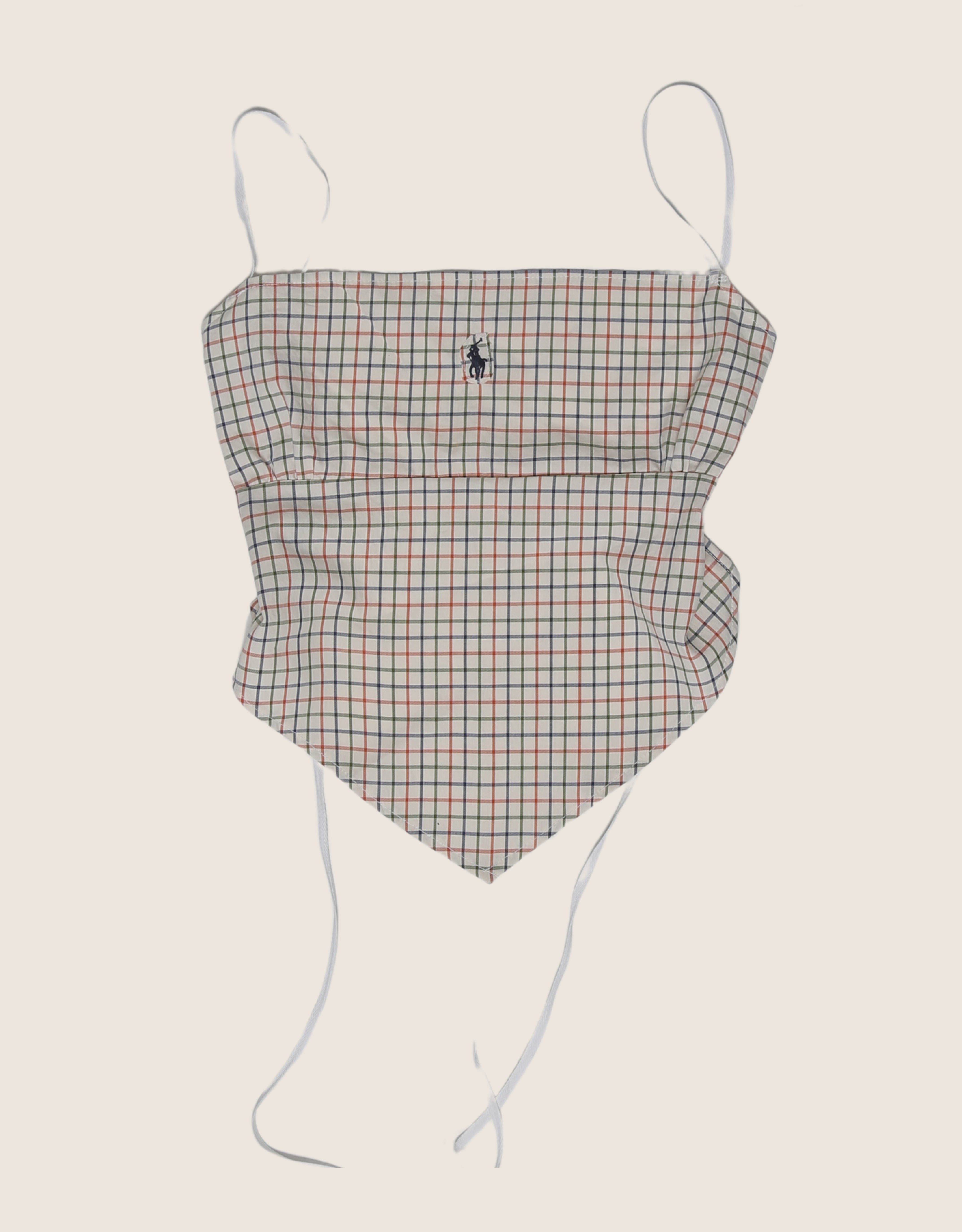 polo brown check reworked backless top (s)