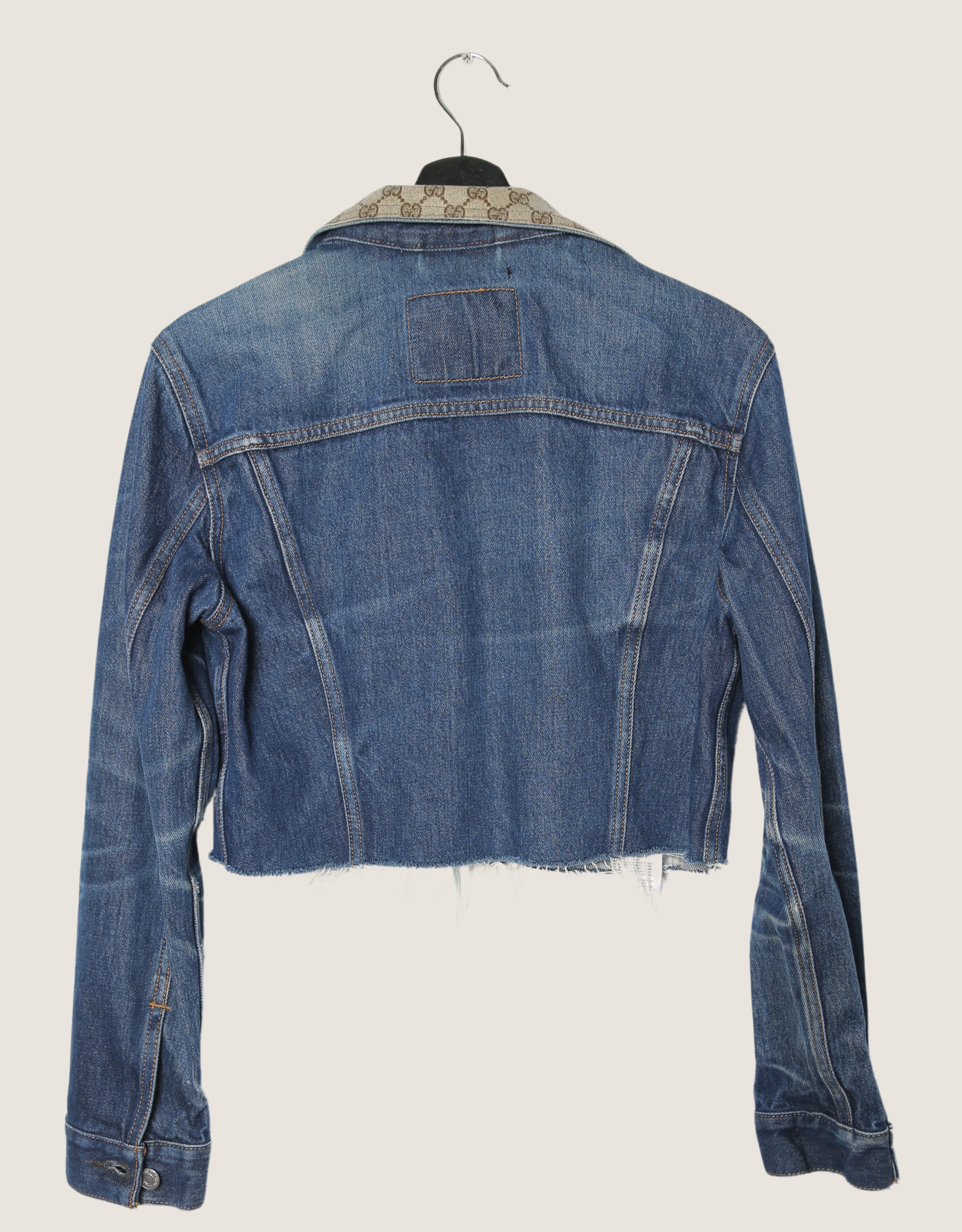gucci reworked cropped denim jacket