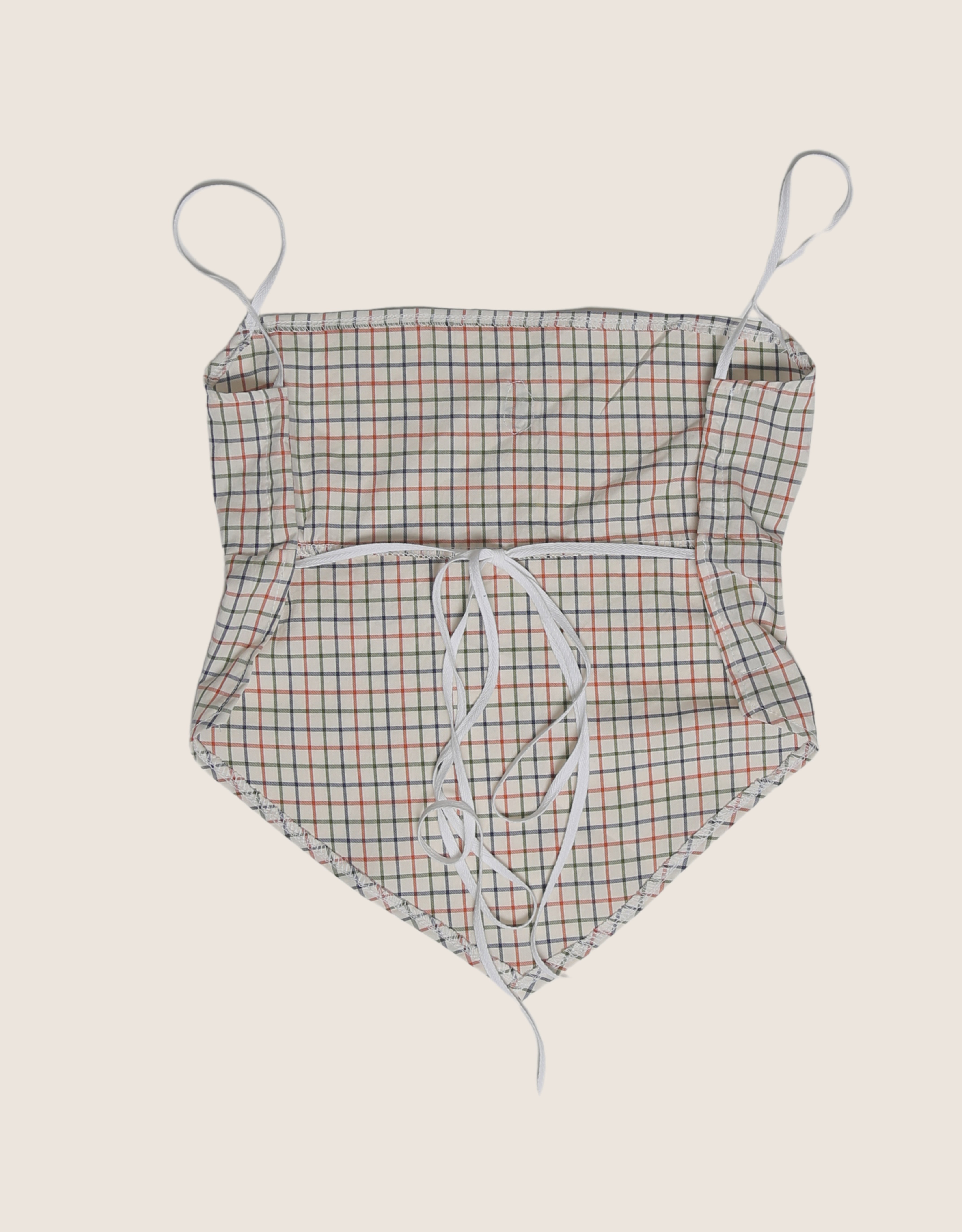 polo brown check reworked backless top (s)