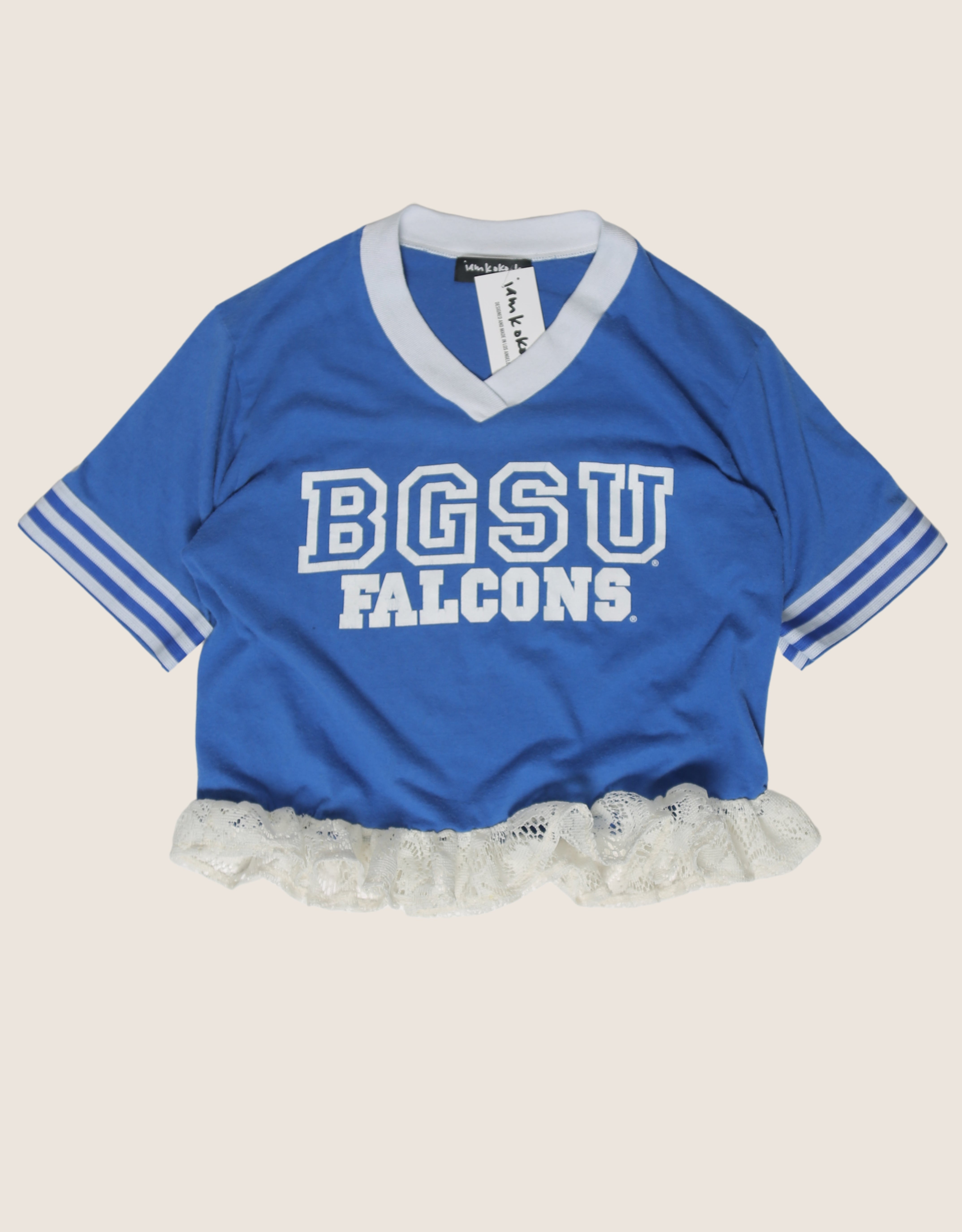 falcons reworked lace ruffle hem tee