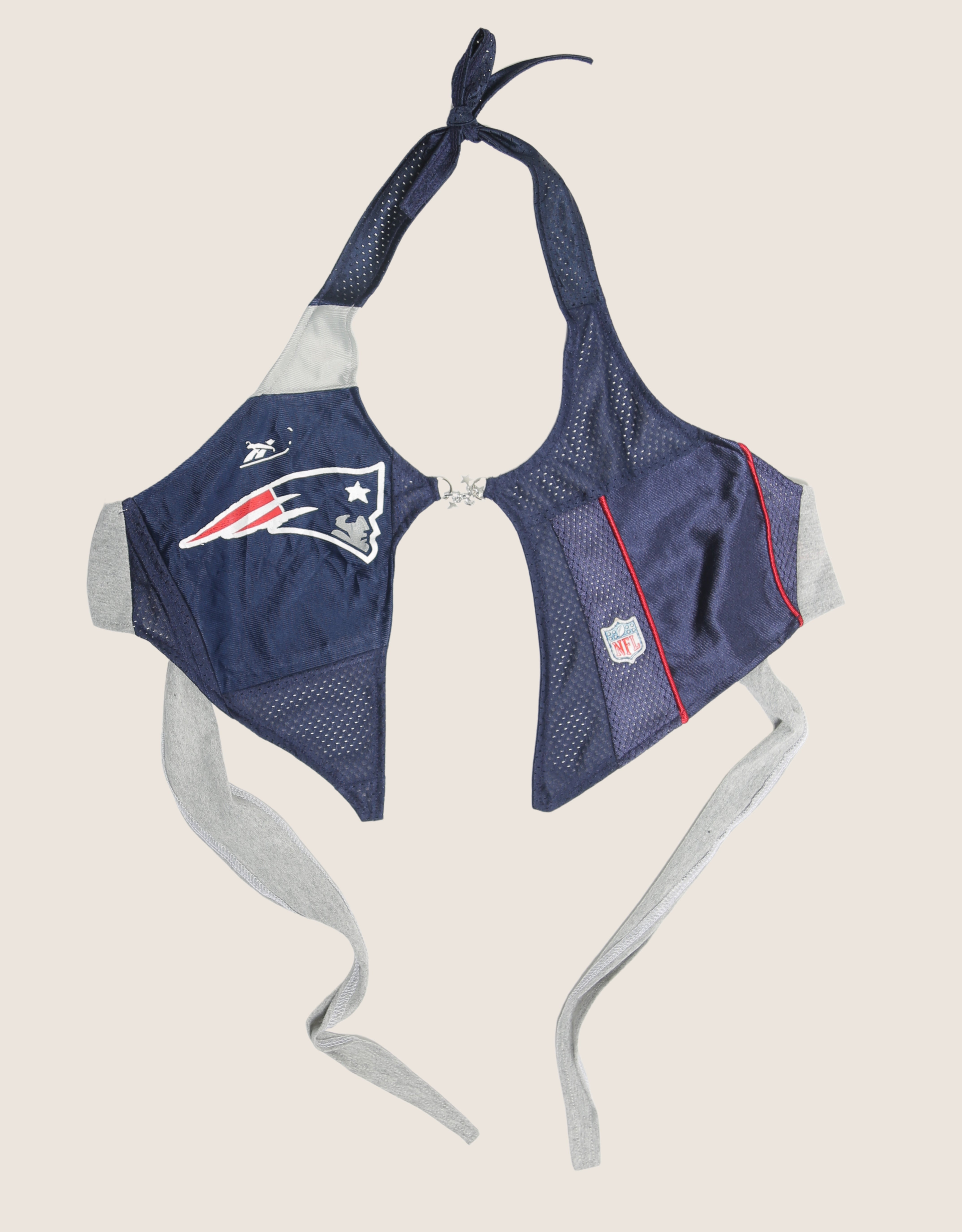 patriots charm front halter top