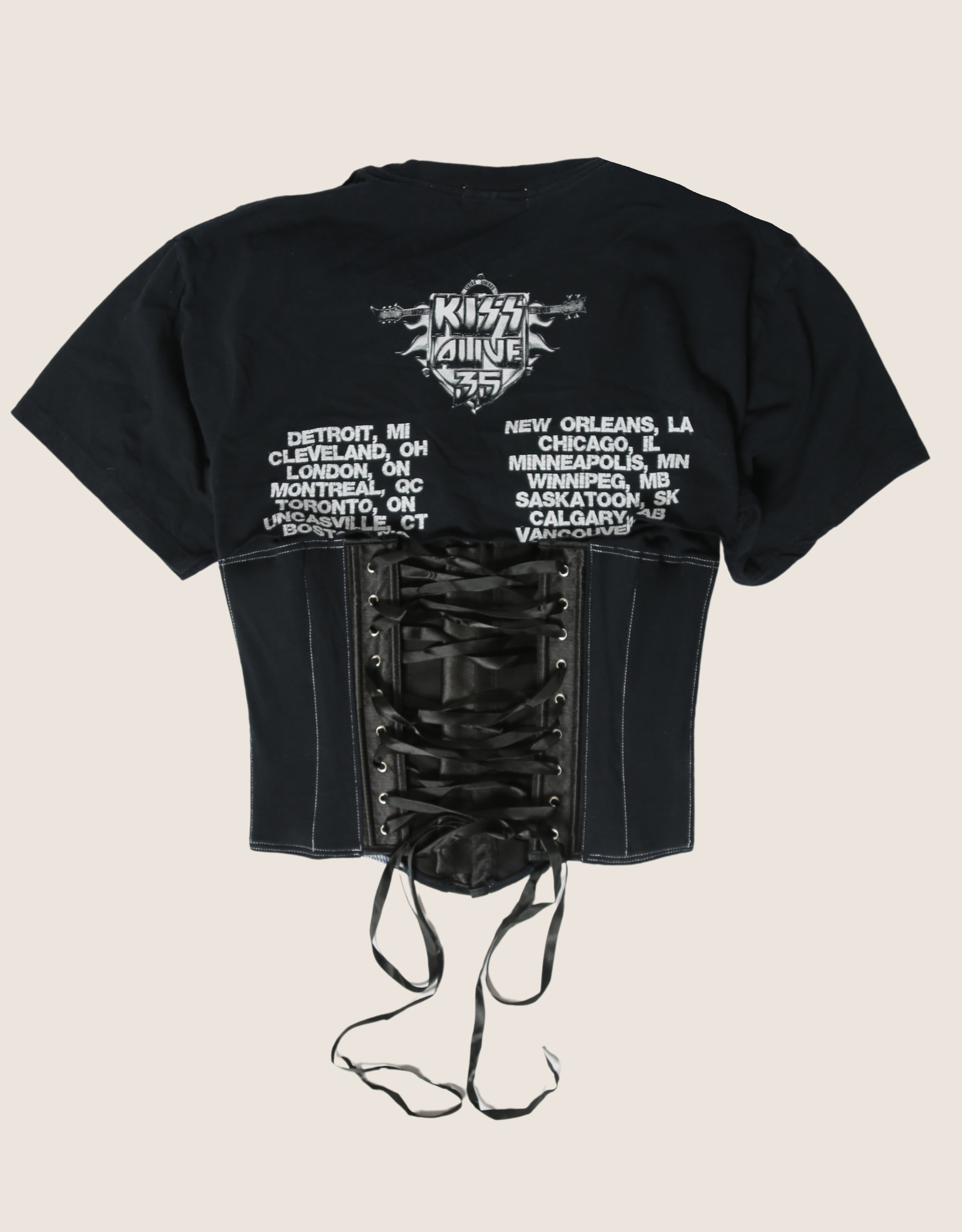kiss reworked snap corset tee (small/ med)