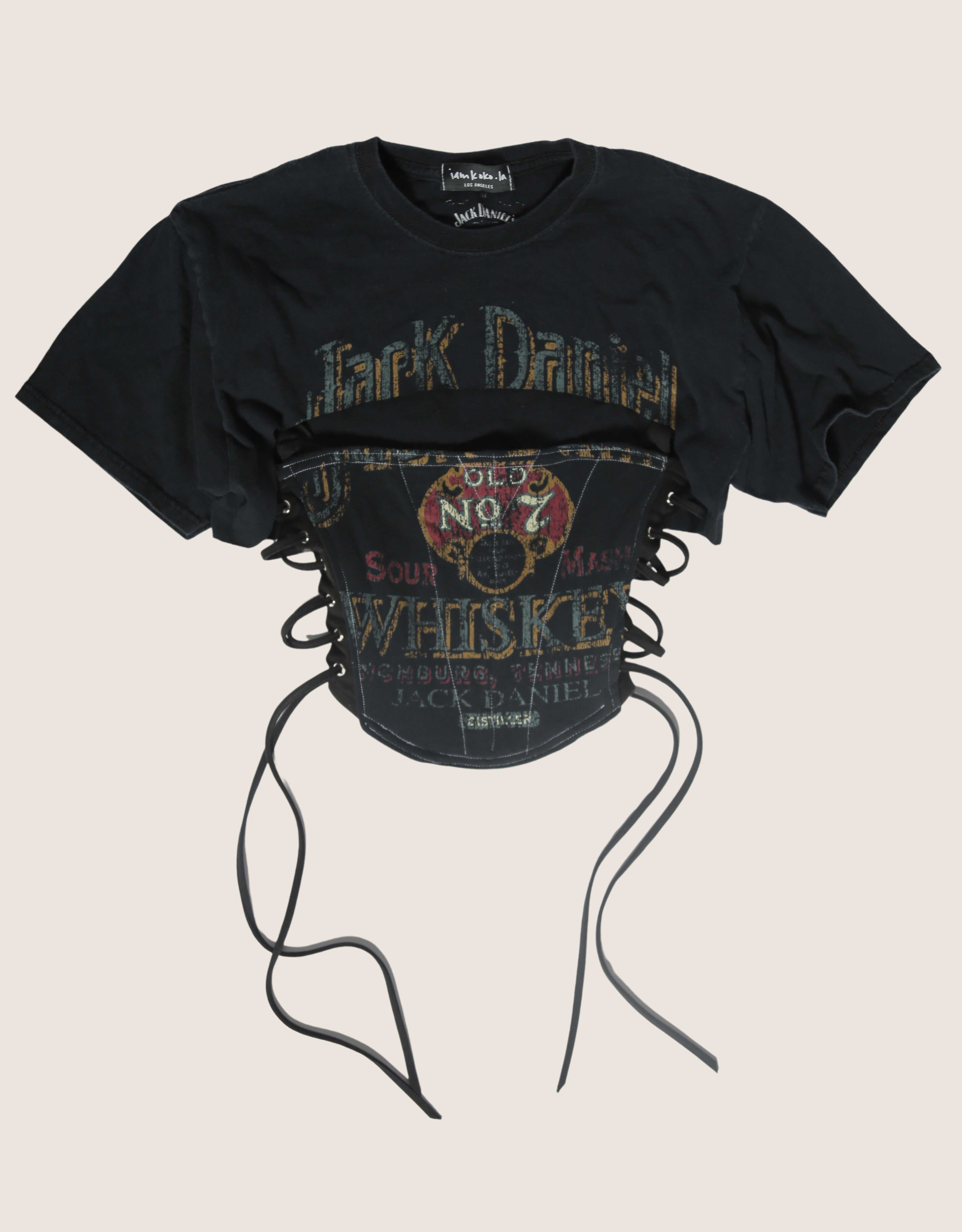 jack daniels side lace cropped corset (small)