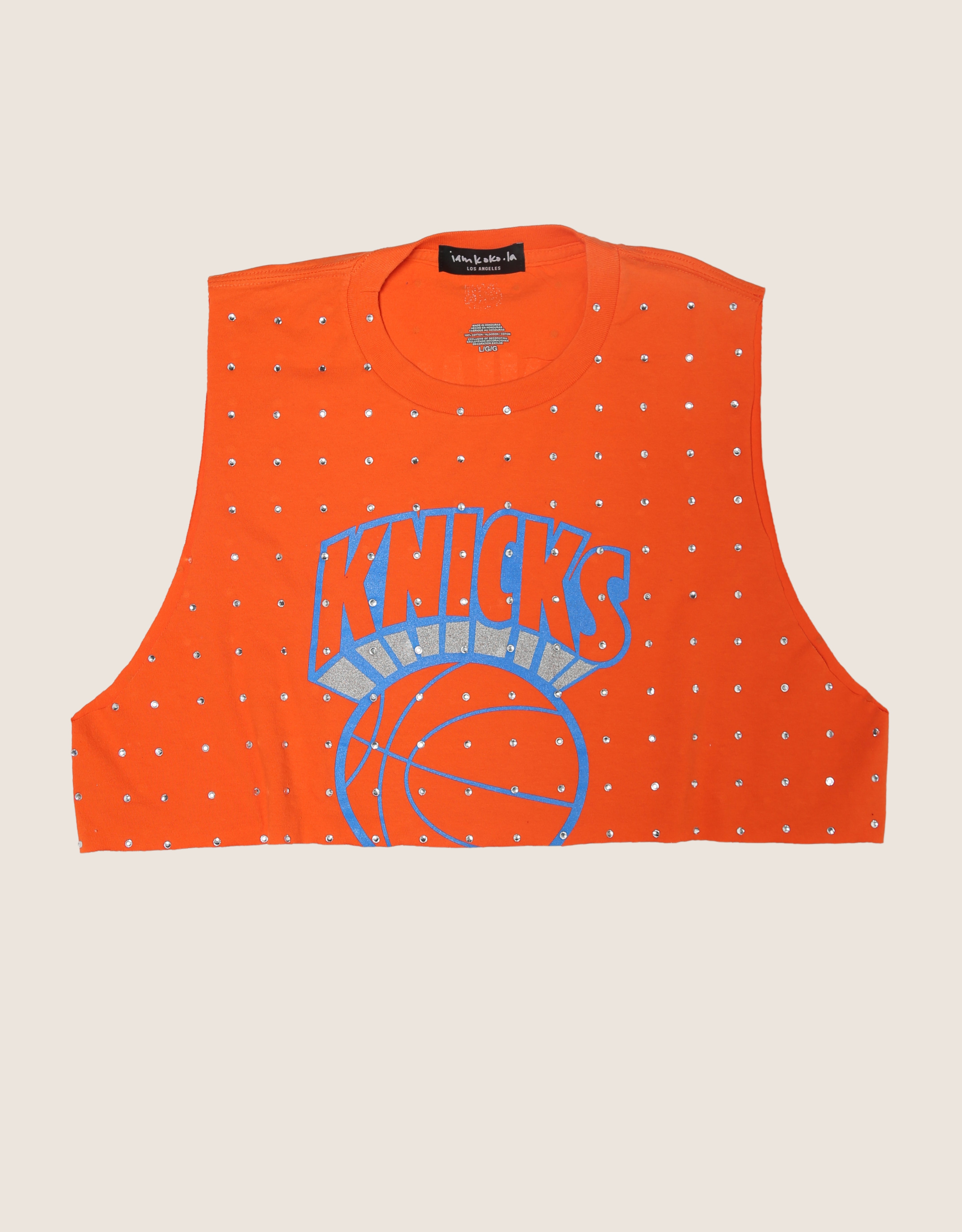 knicks rhinestone cropped tshirt (m)