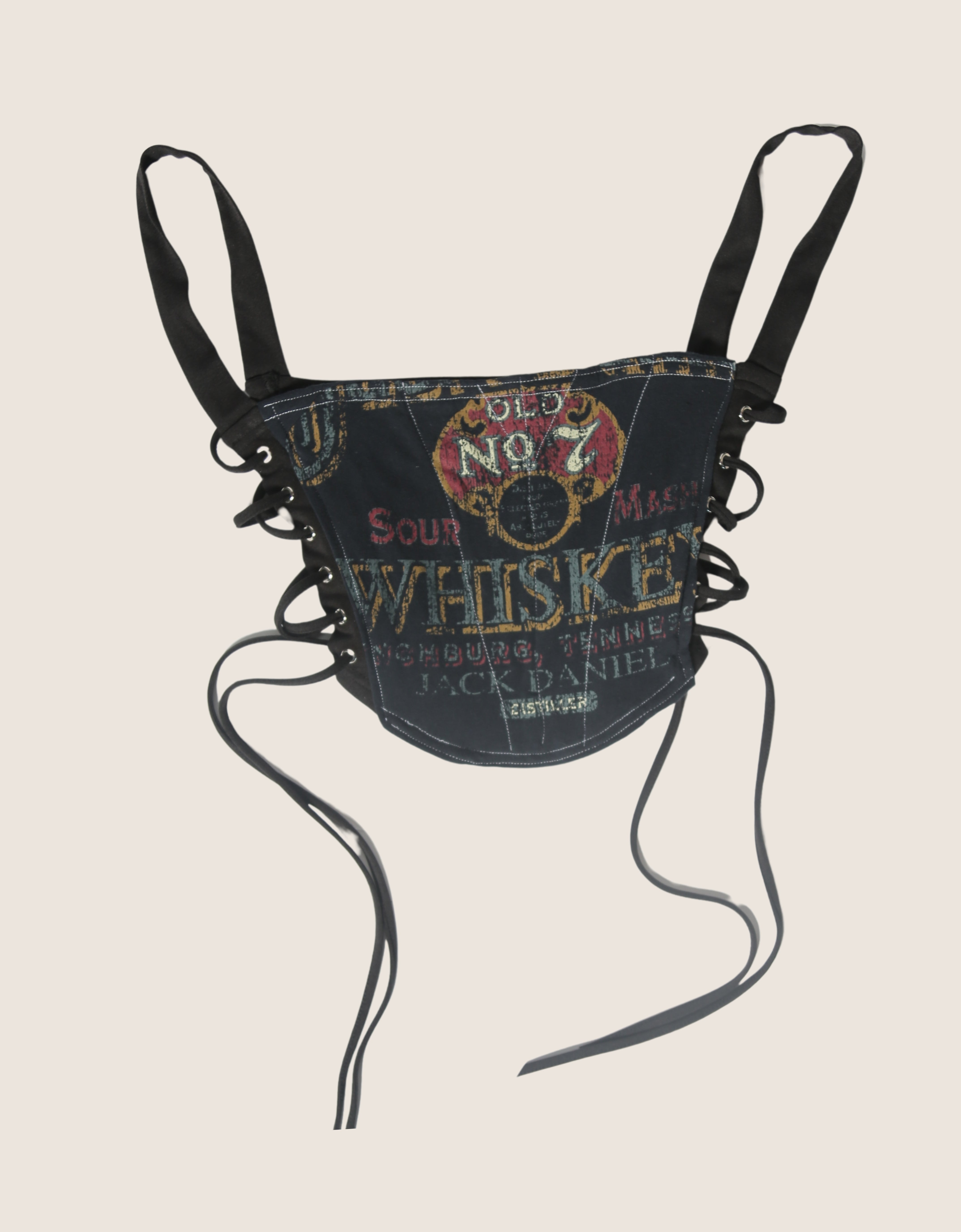 jack daniels side lace cropped corset (small)