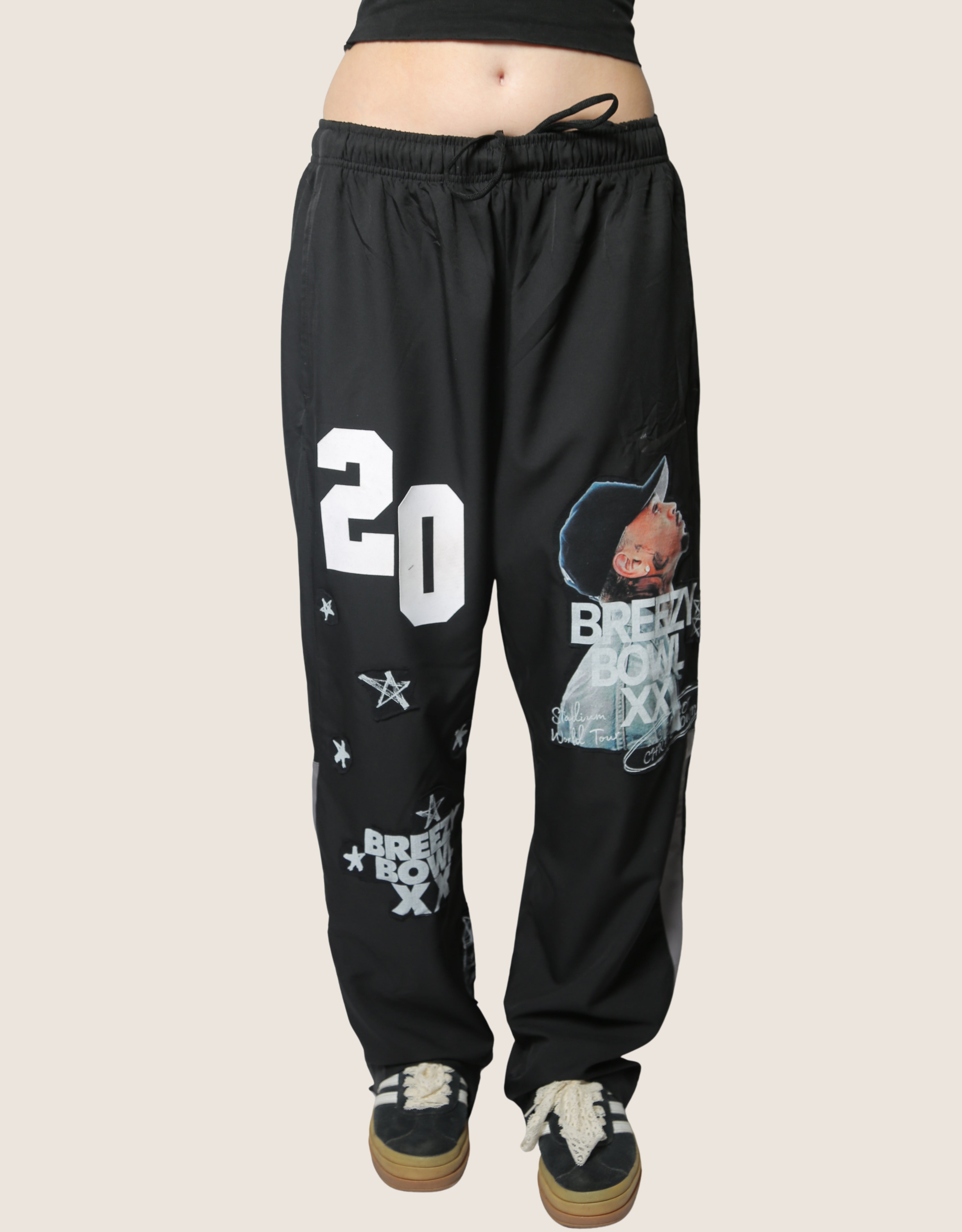 breezy bowl patched track pants