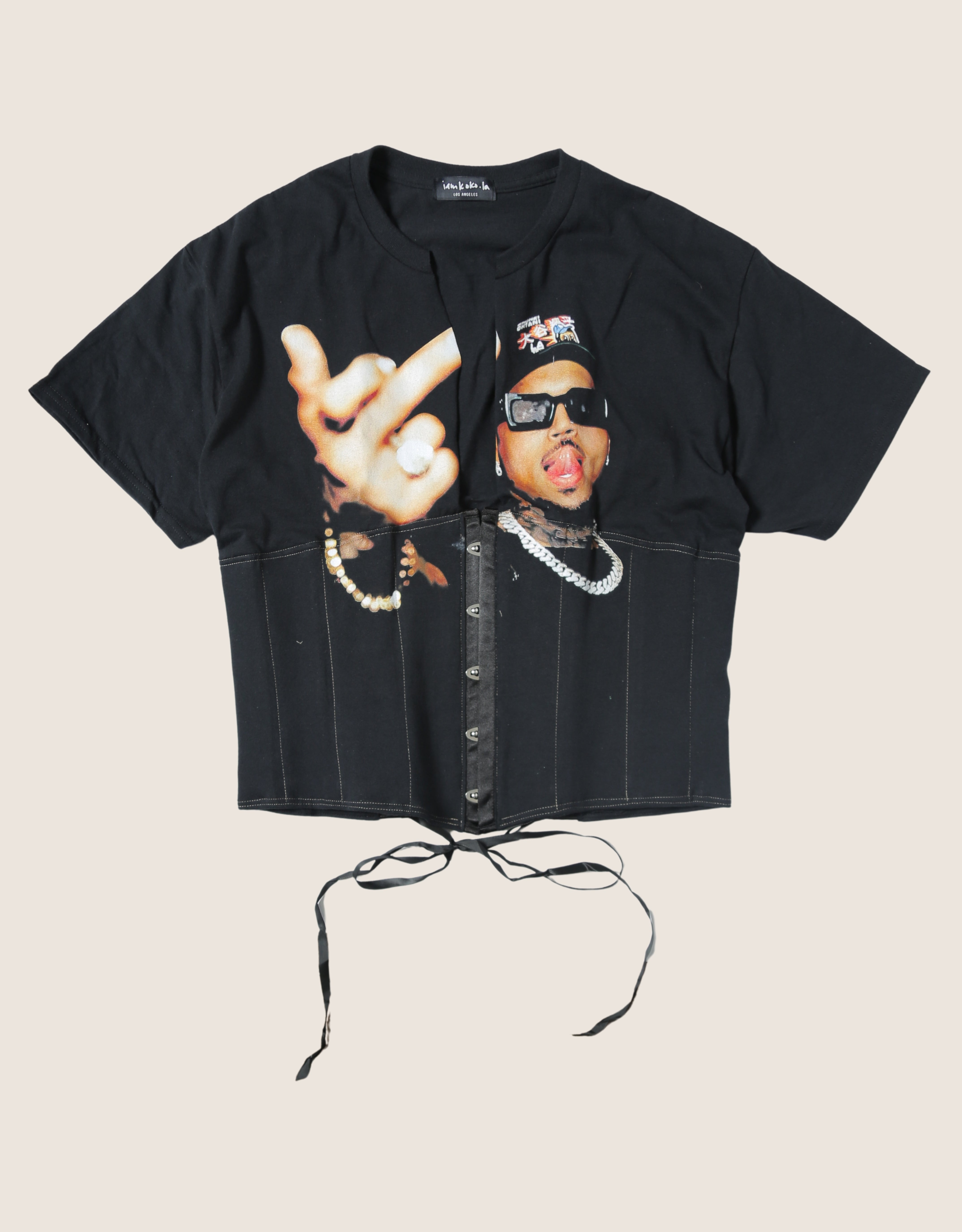 custom Chris Brown finger snap corset t shirt