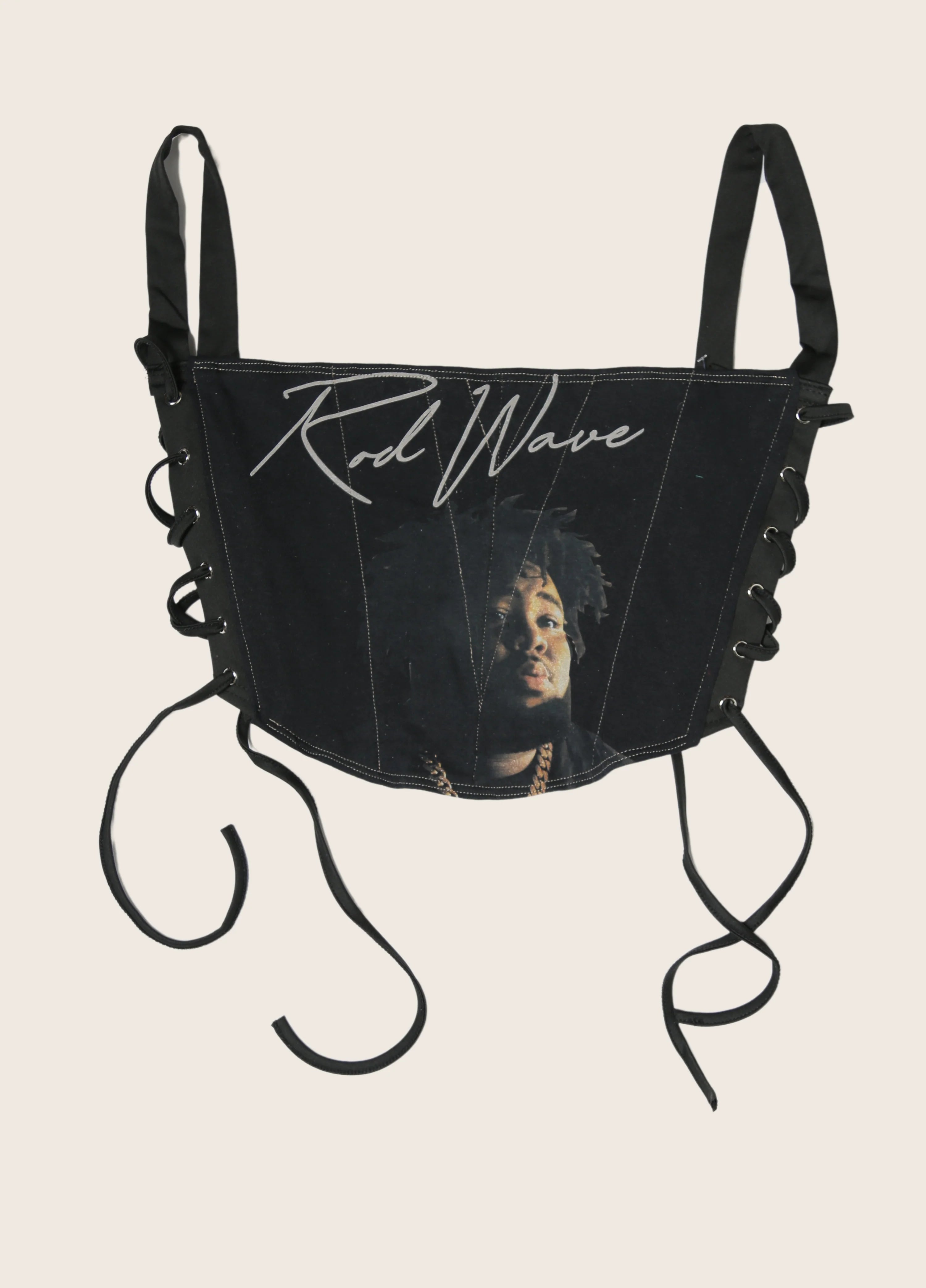 custom Rod Wave "Signature" side lace up cropped corset