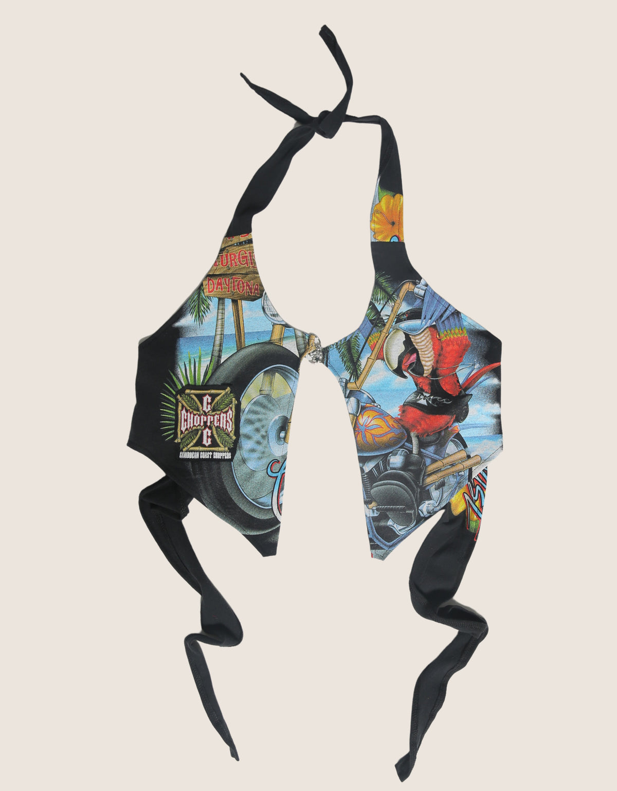 caribbean choppers charm front halter top