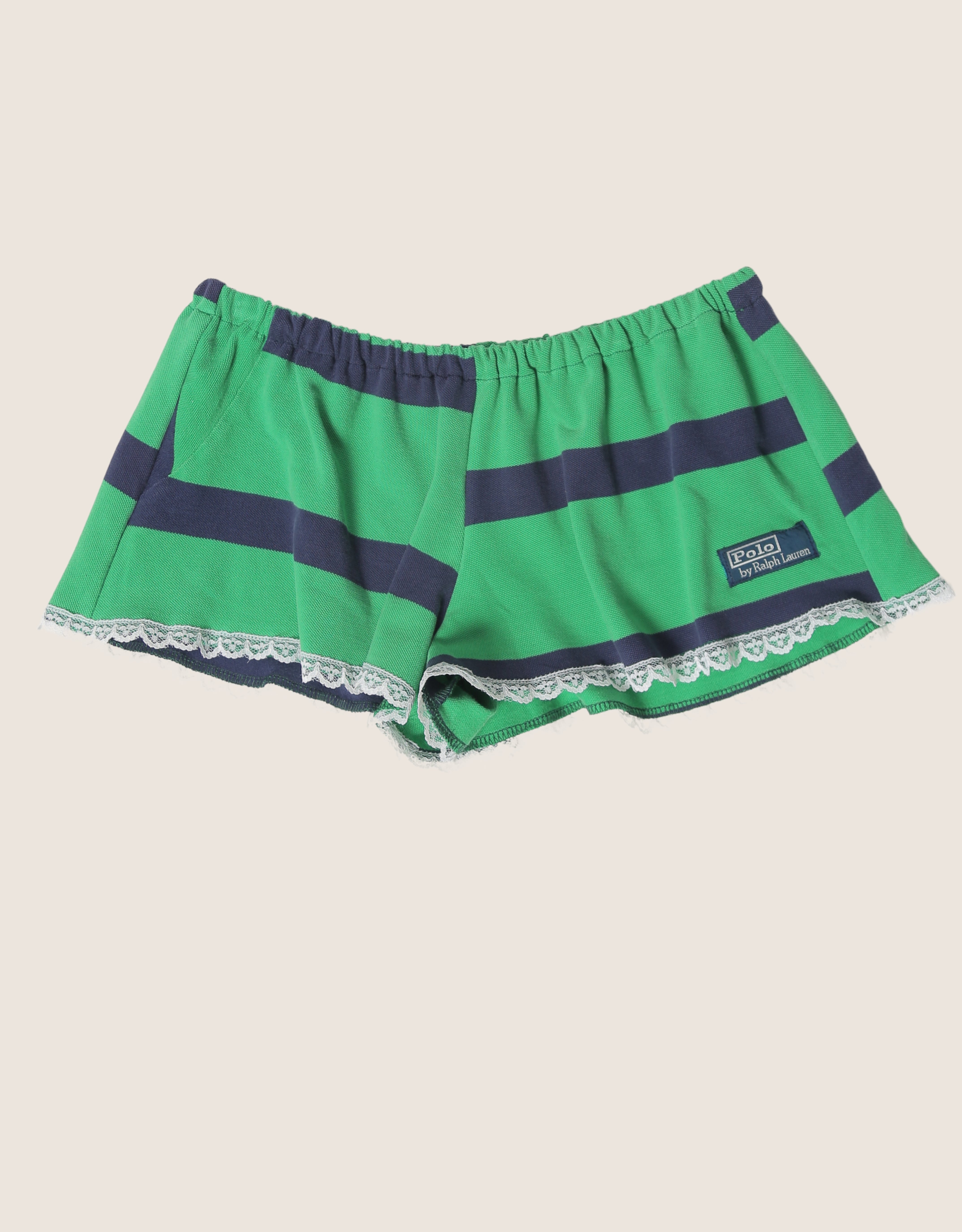 polo green/navy reworked mini shorts (S)