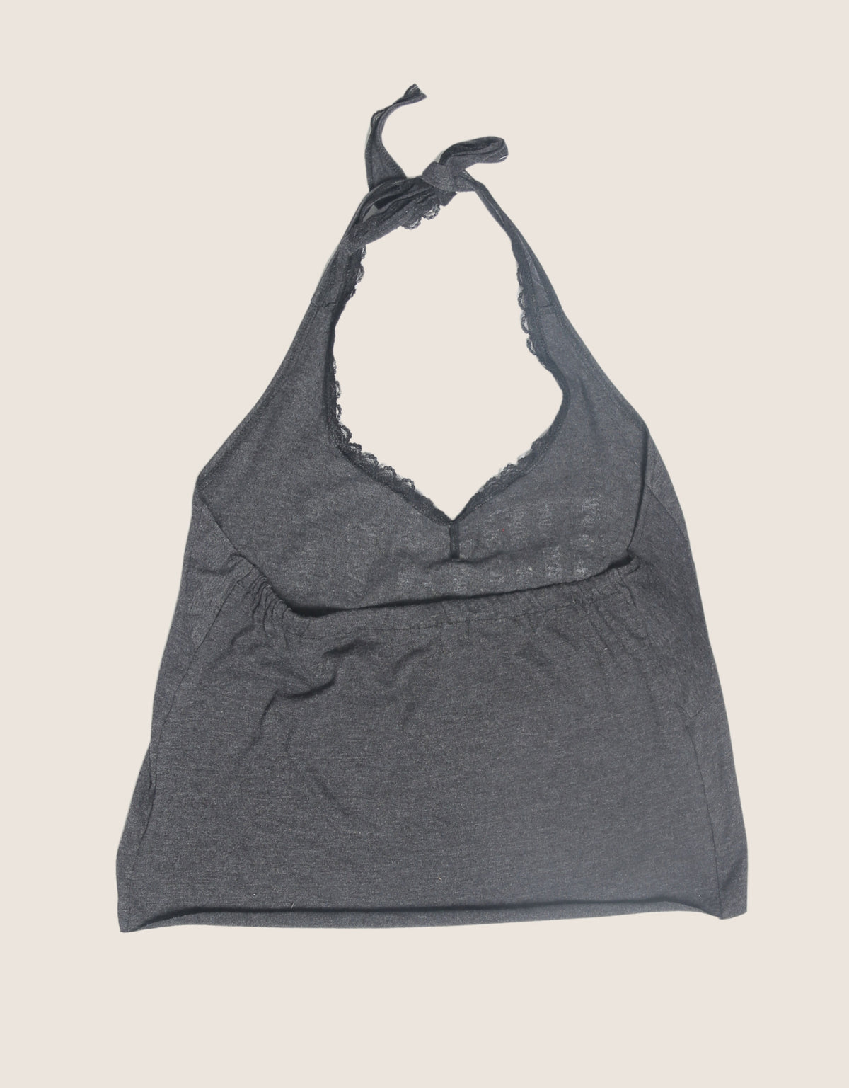 nirvana grey lace trim halter top