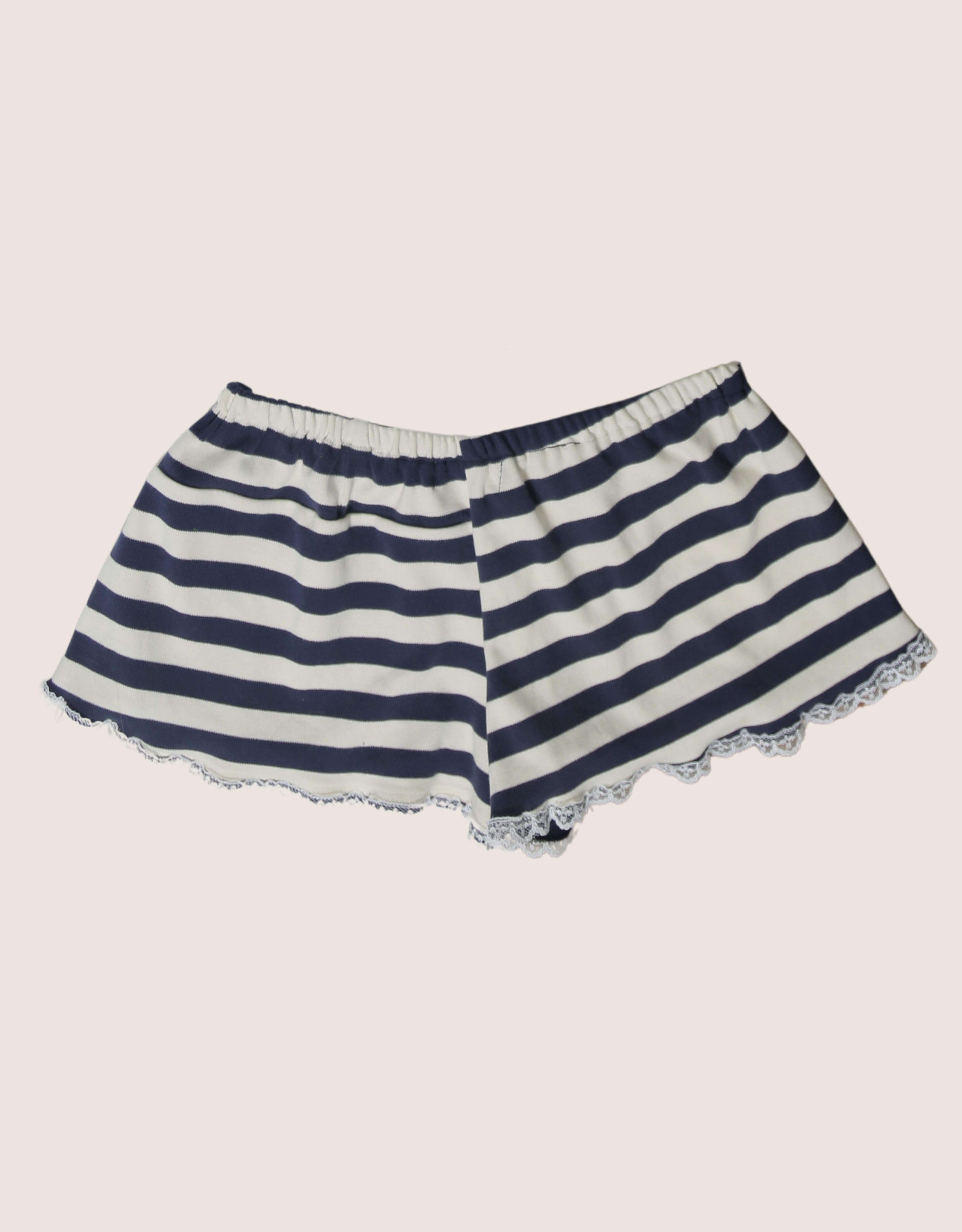 blue/ white striped polo reworked mini shorts (s)