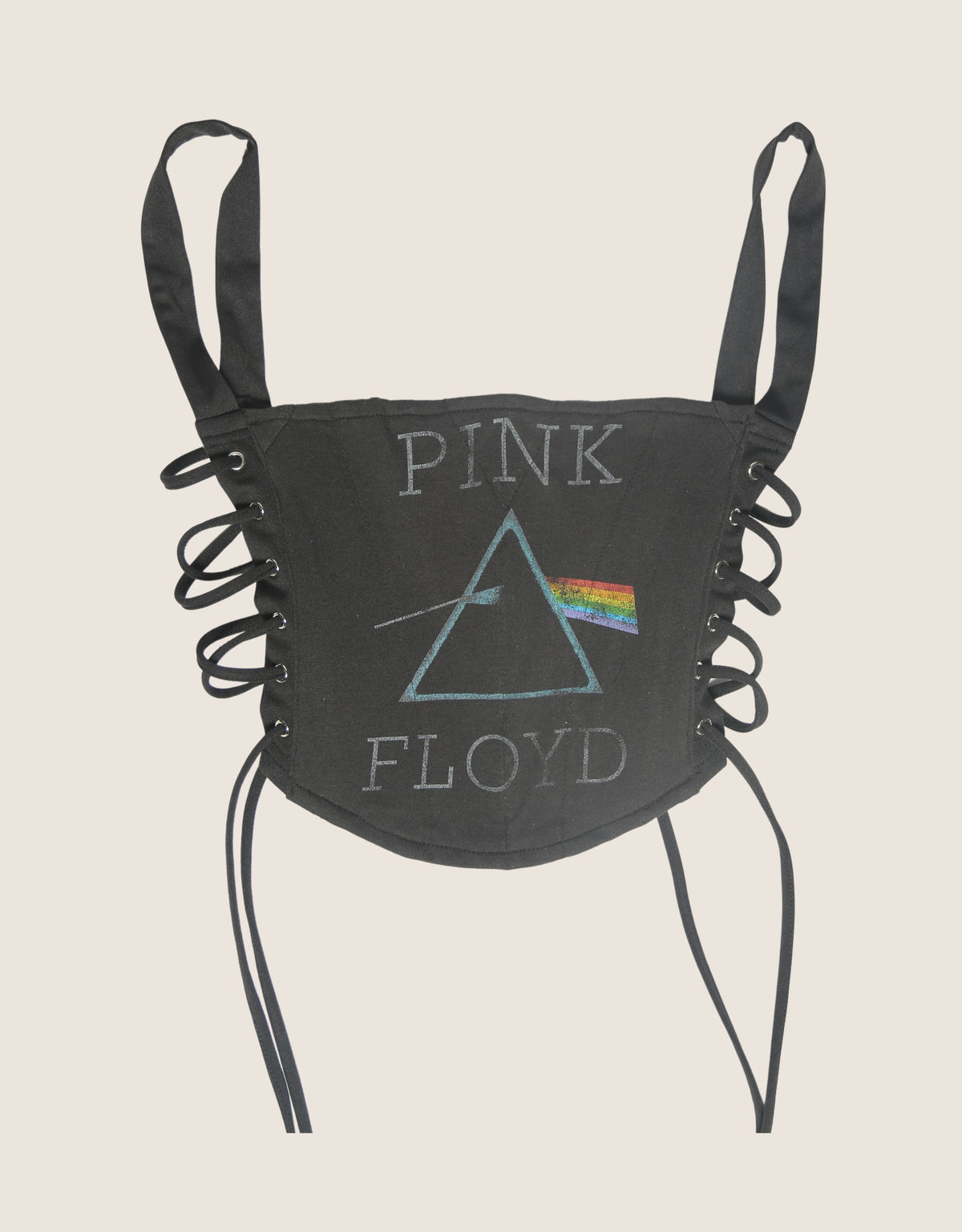 pink floyd side lace cropped corset (XS)