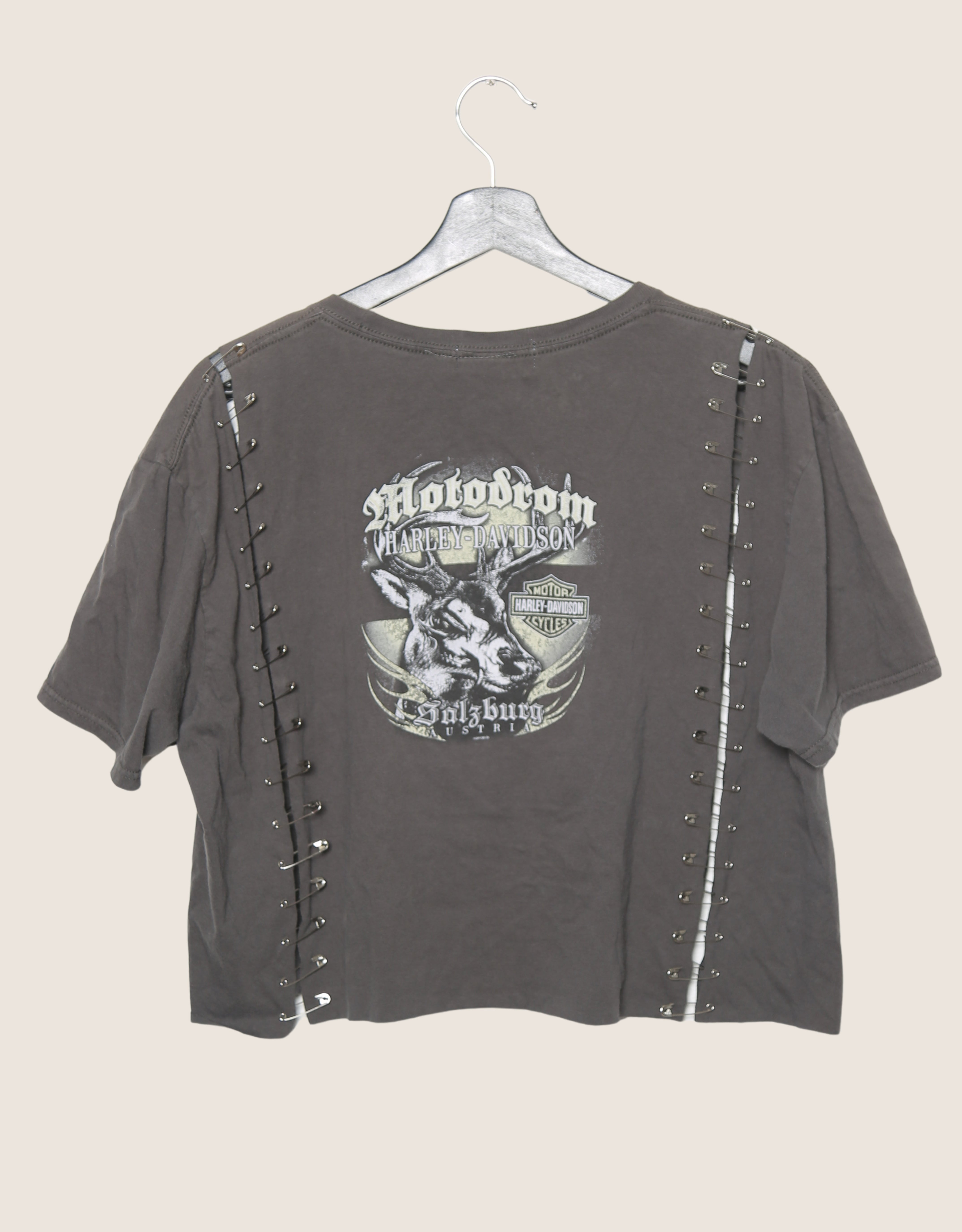 harley reworked cropped safety pin tee