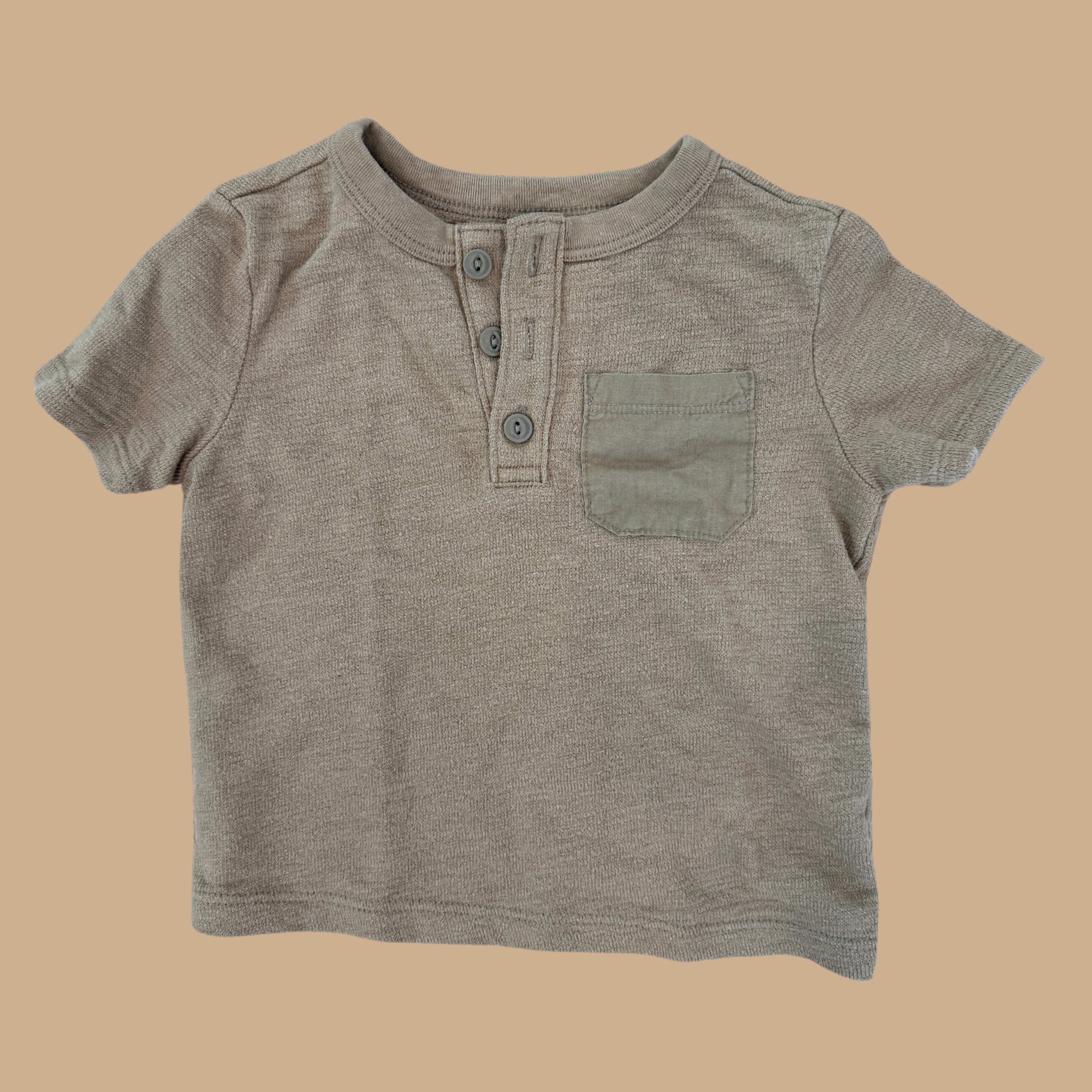 brown henley knitted tee (12-18 M)