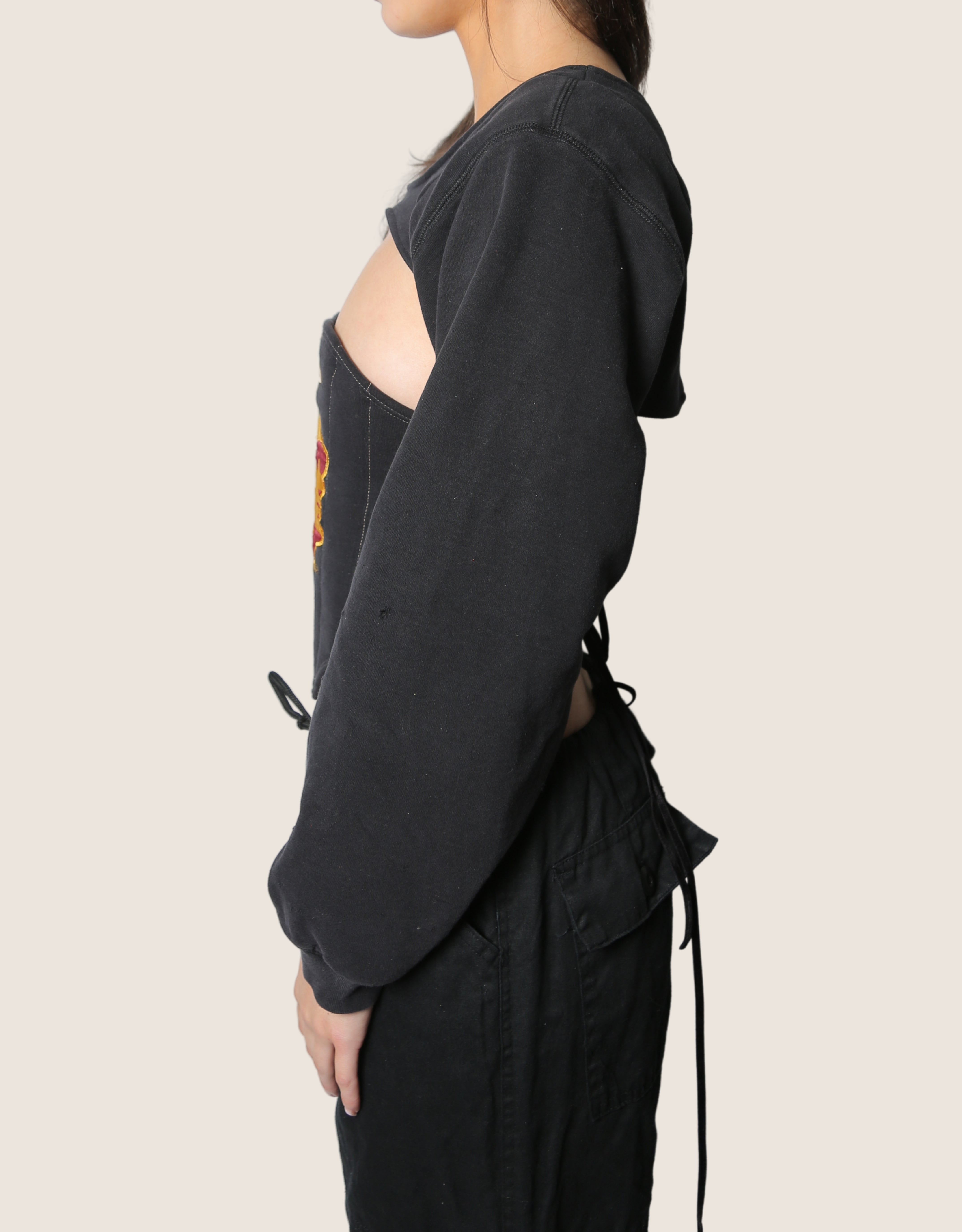 usc reworked corset with sweatshirt shrug (small/medium)
