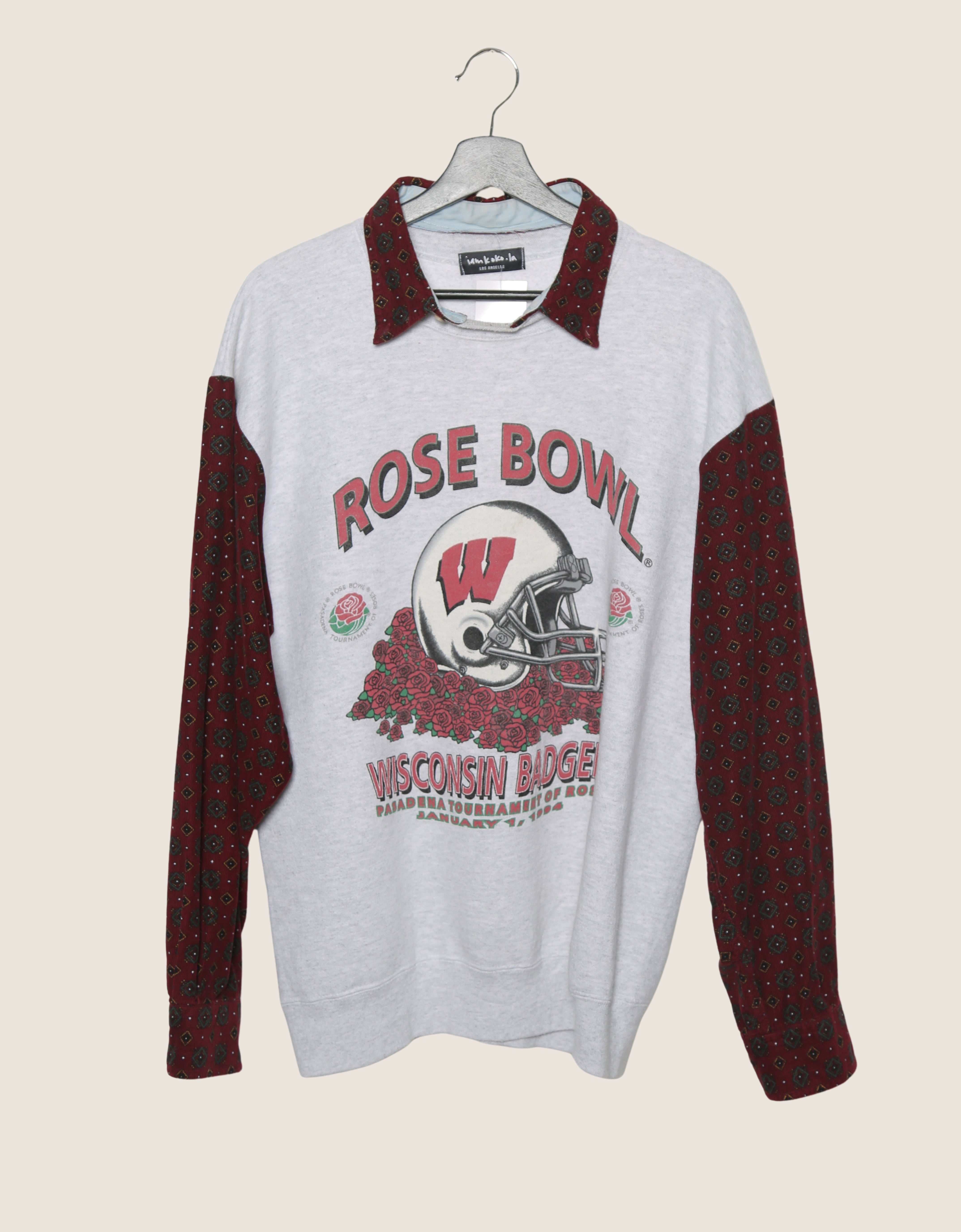 wisconsin reworked collared sweatshirt