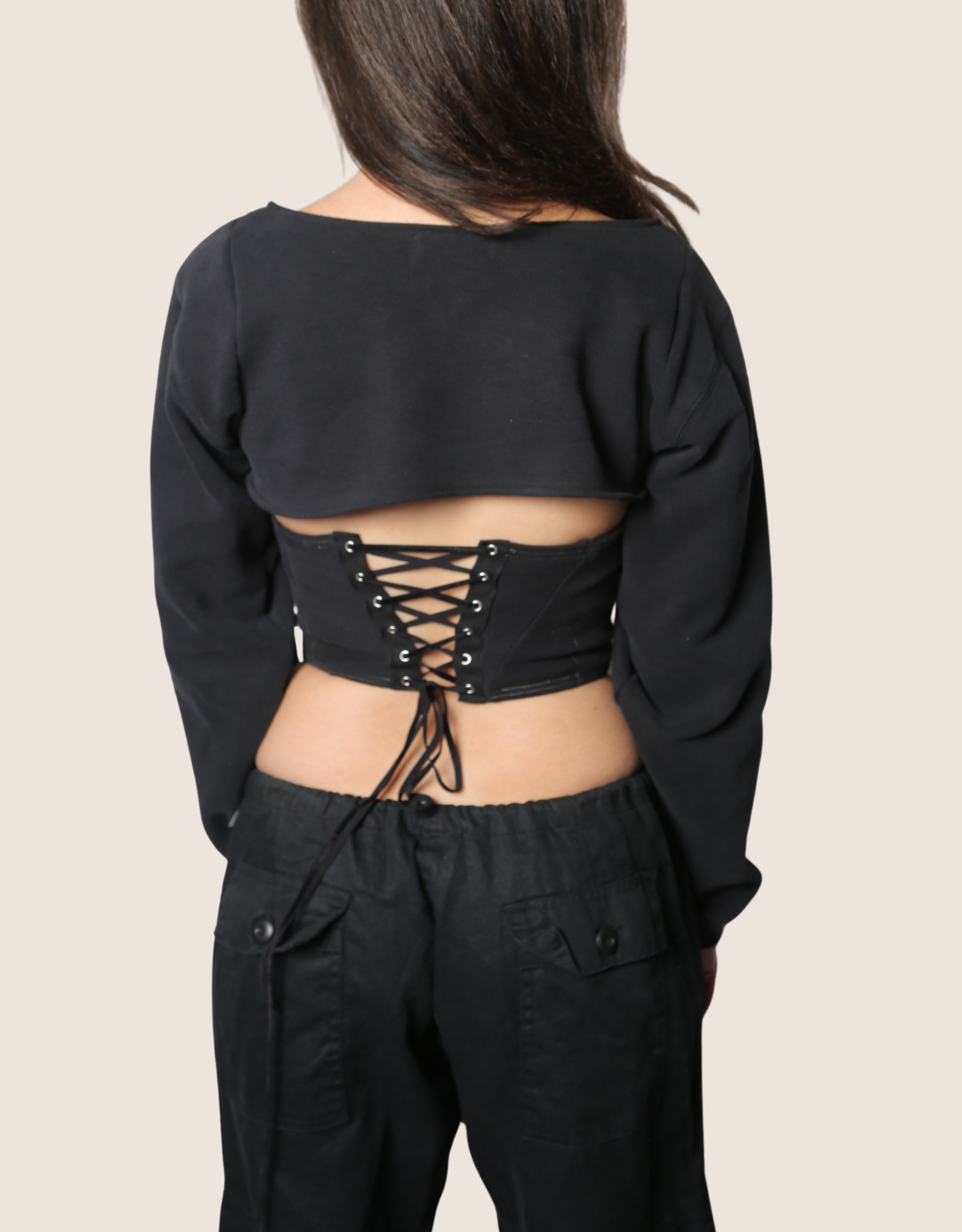 usc reworked corset with sweatshirt shrug (small/medium)