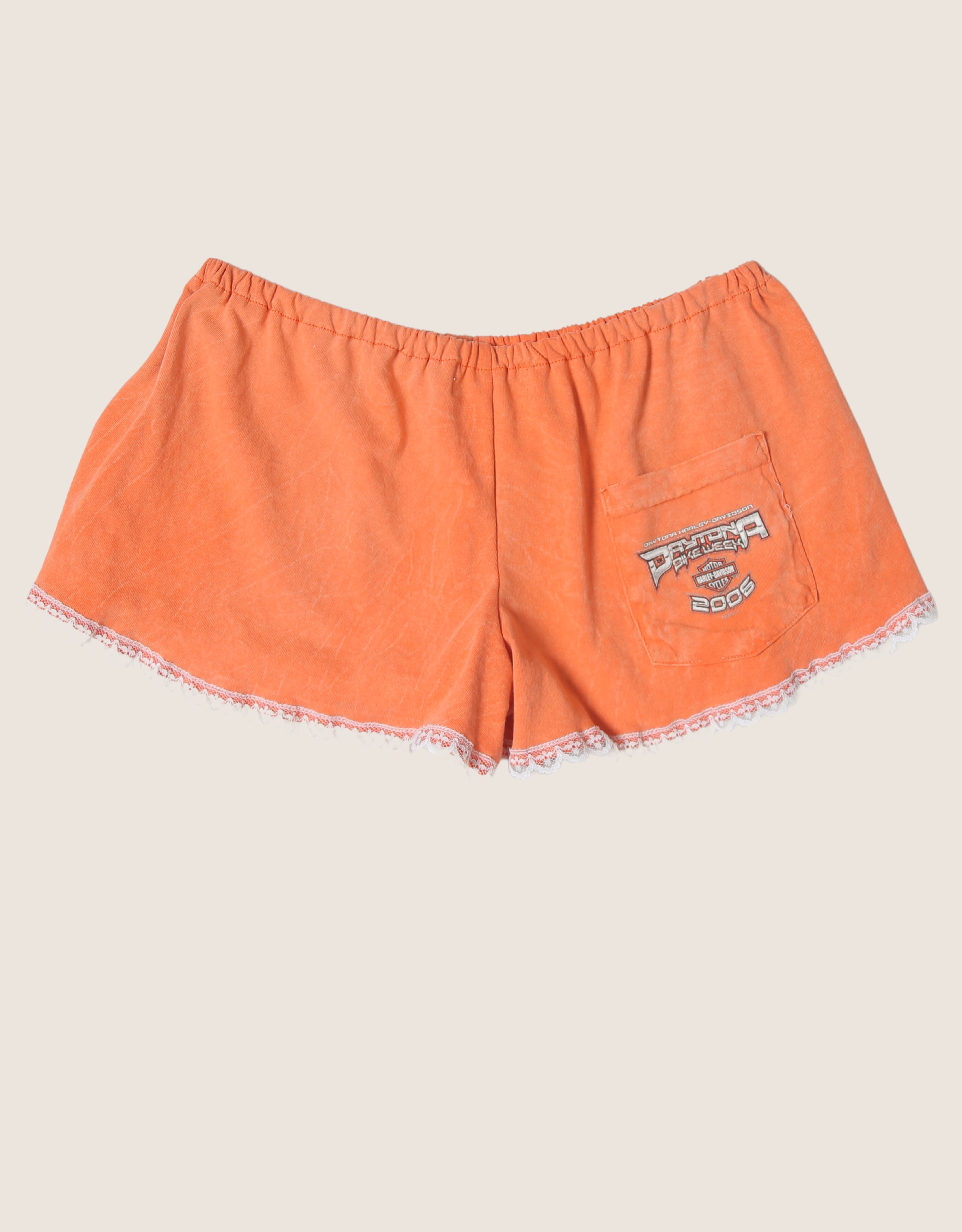 harley orange pocket reworked mini shorts (S)