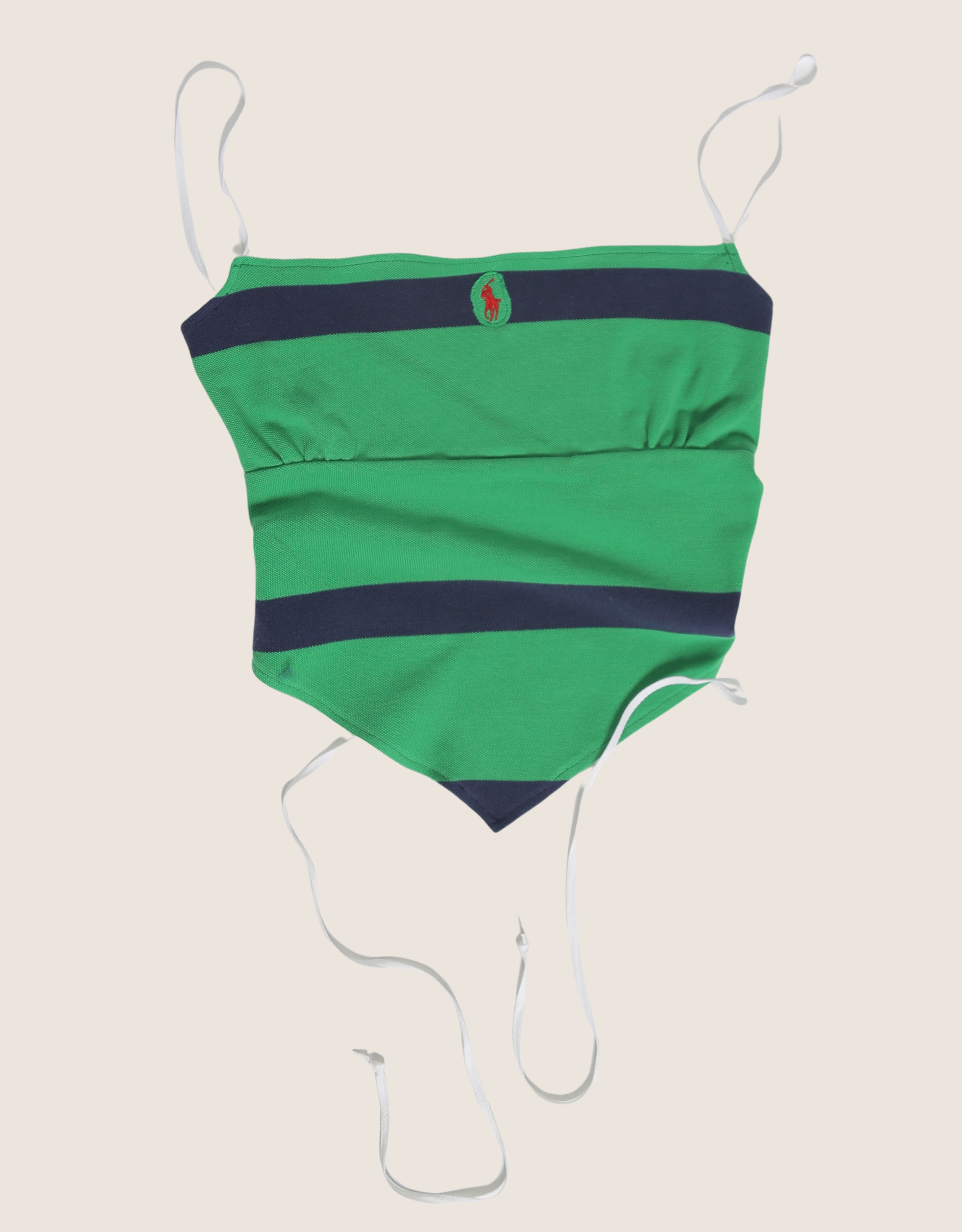 polo green/navy reworked backless top (S/M)
