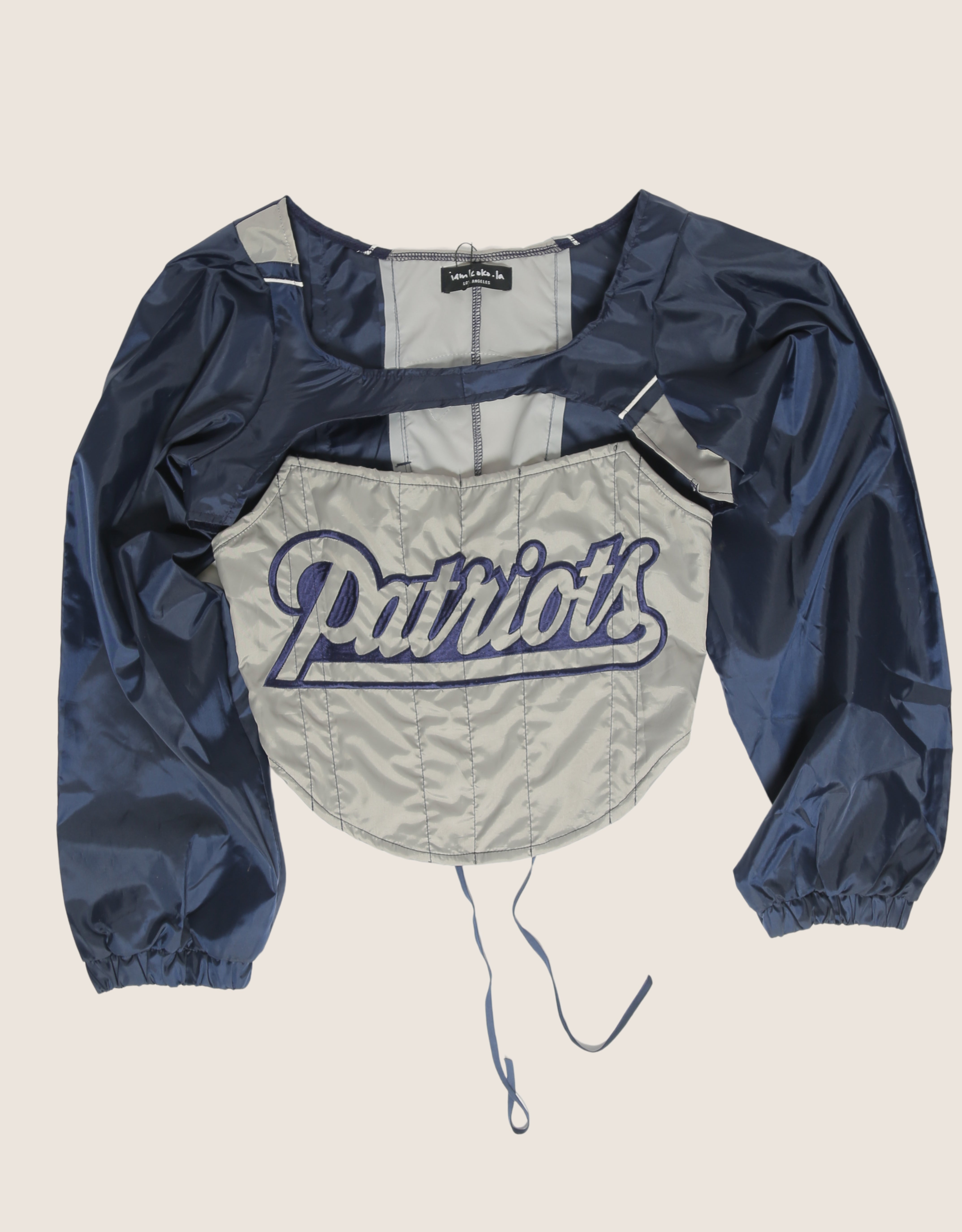 patriots reworked strapless corset with windbreaker shrug