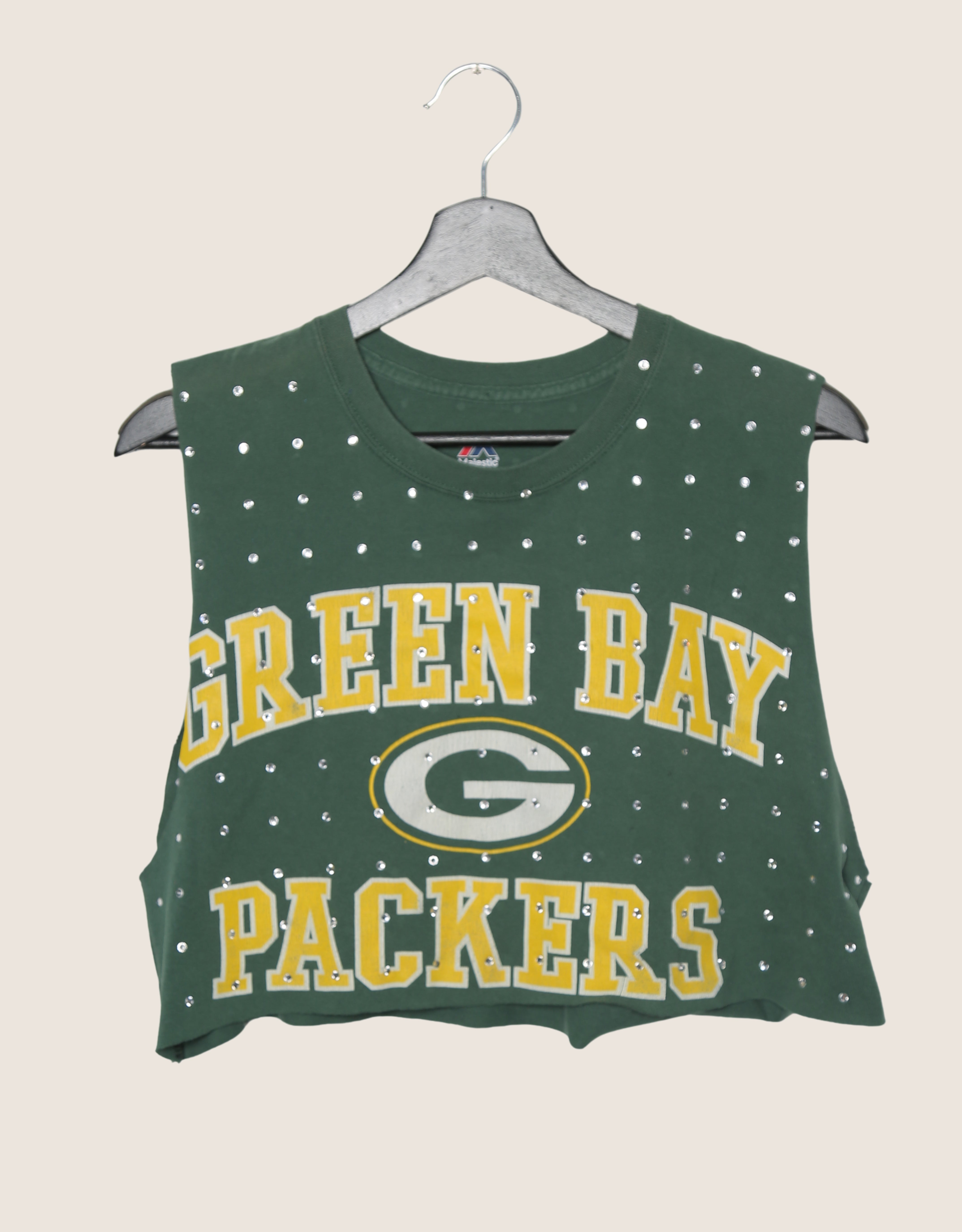 green bay packers rhinestone muscle tank