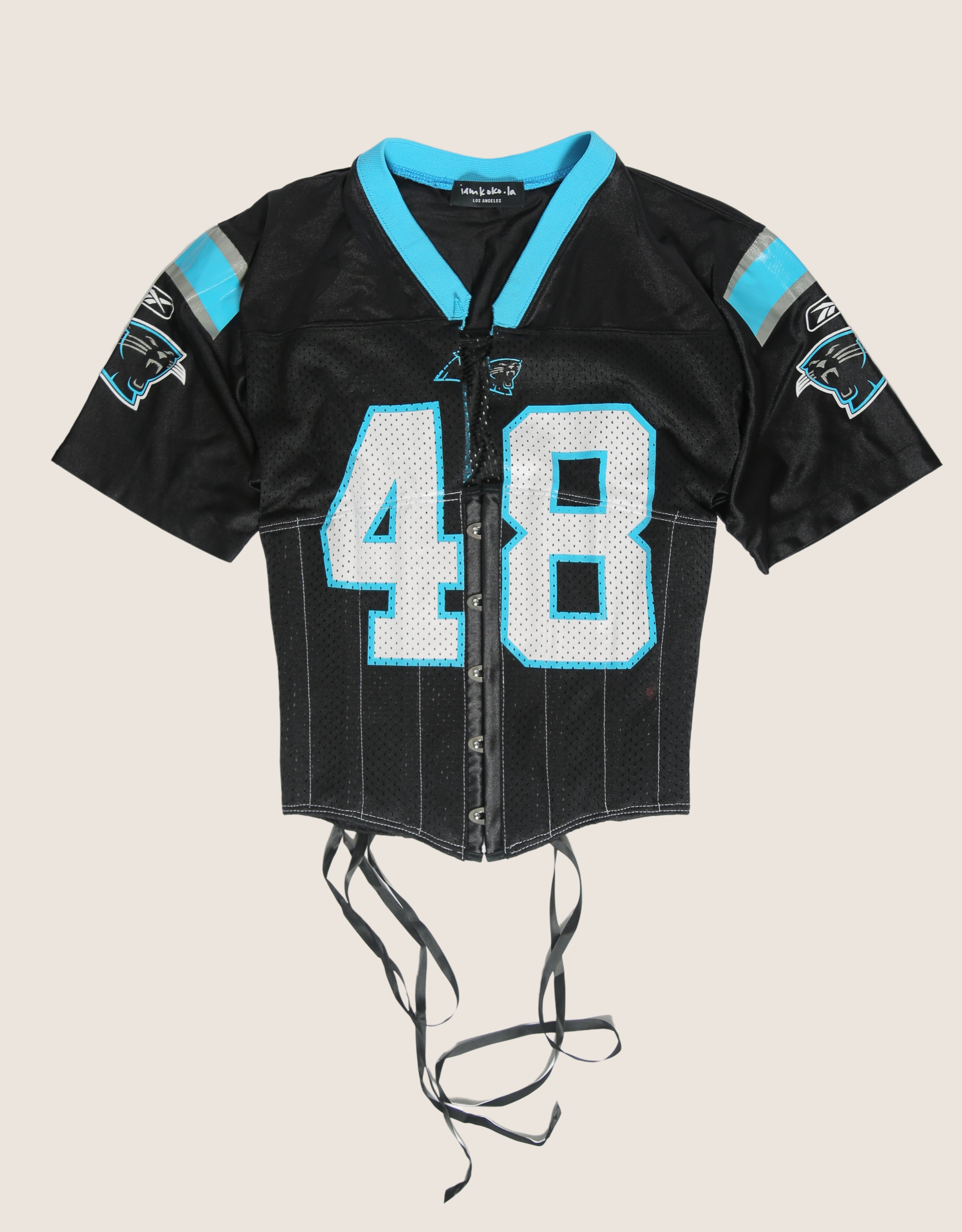 panthers reworked snap corset jersey (s/m)