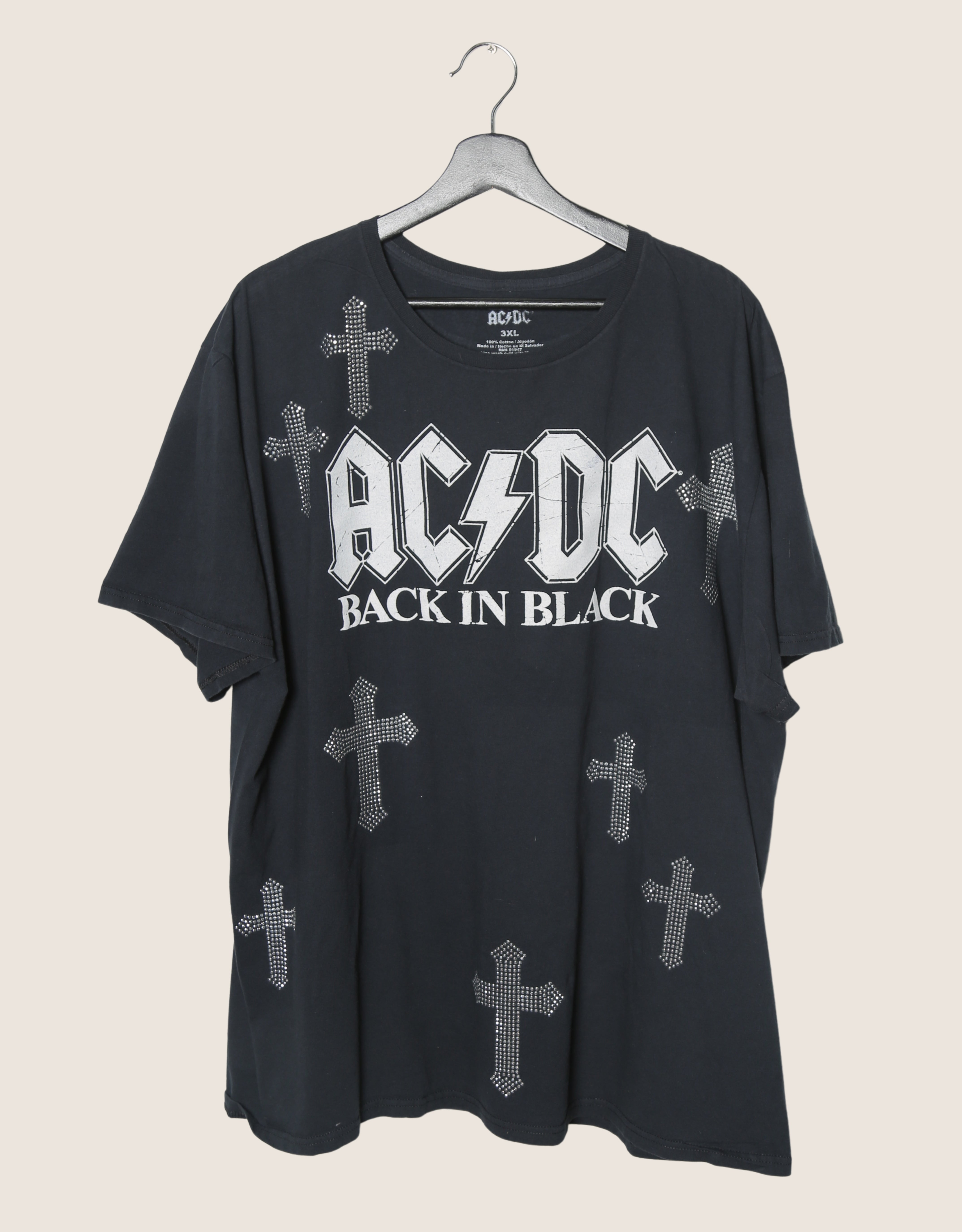 acdc studded cross oversized tee