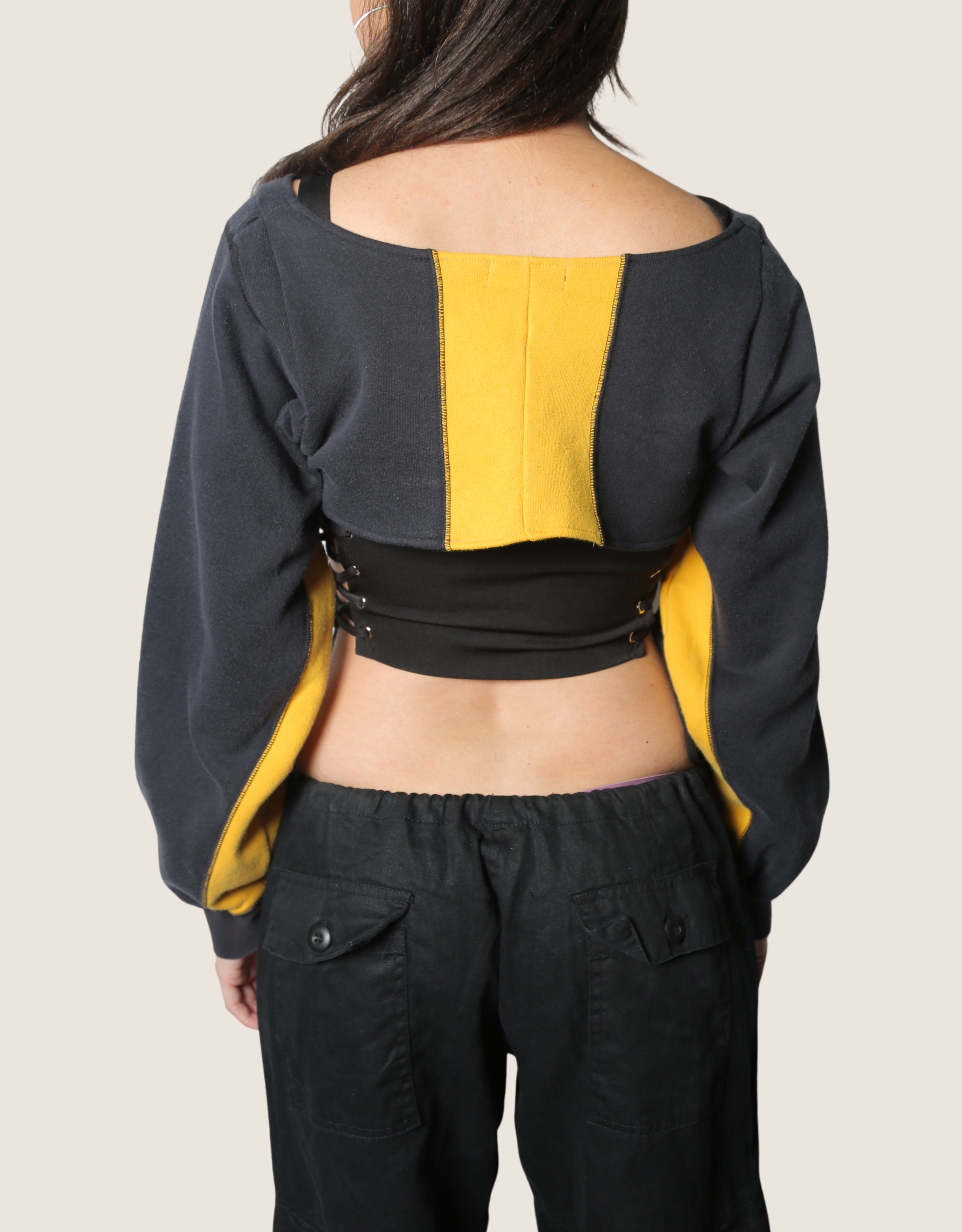 steelers reworked side lace corset with sweatshirt shrug (small)