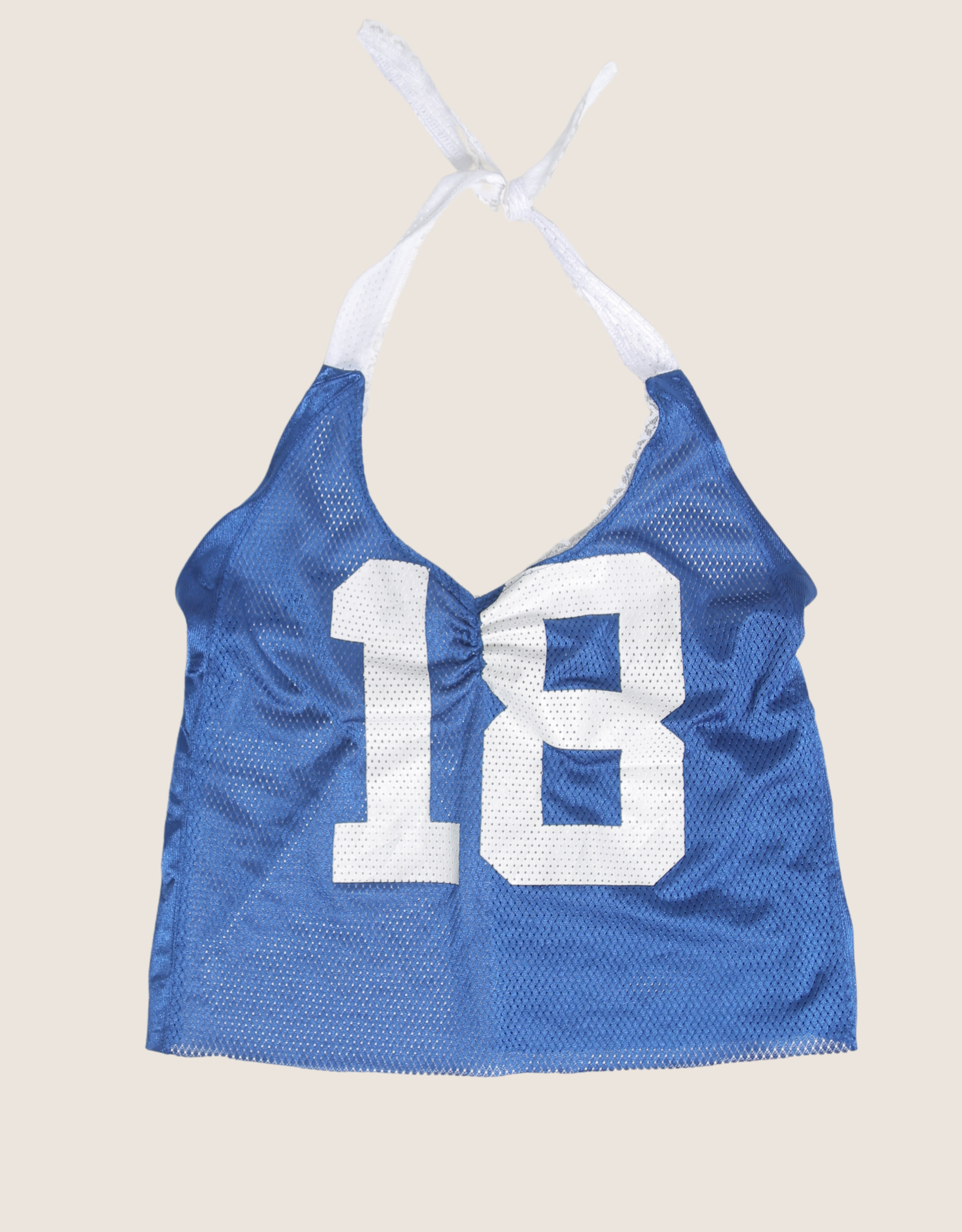 blue 18 lace trim jersey halter top