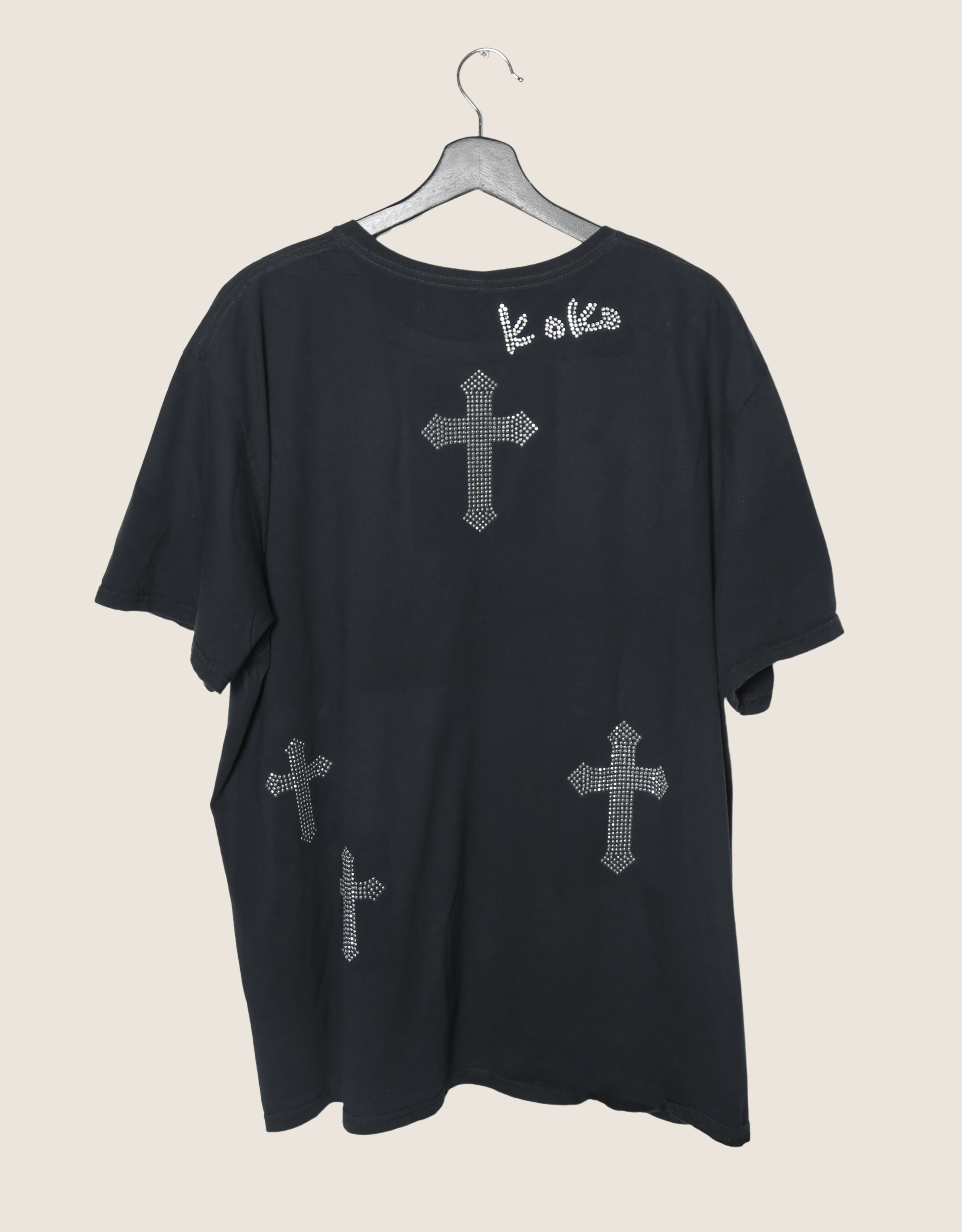 acdc studded cross oversized tee