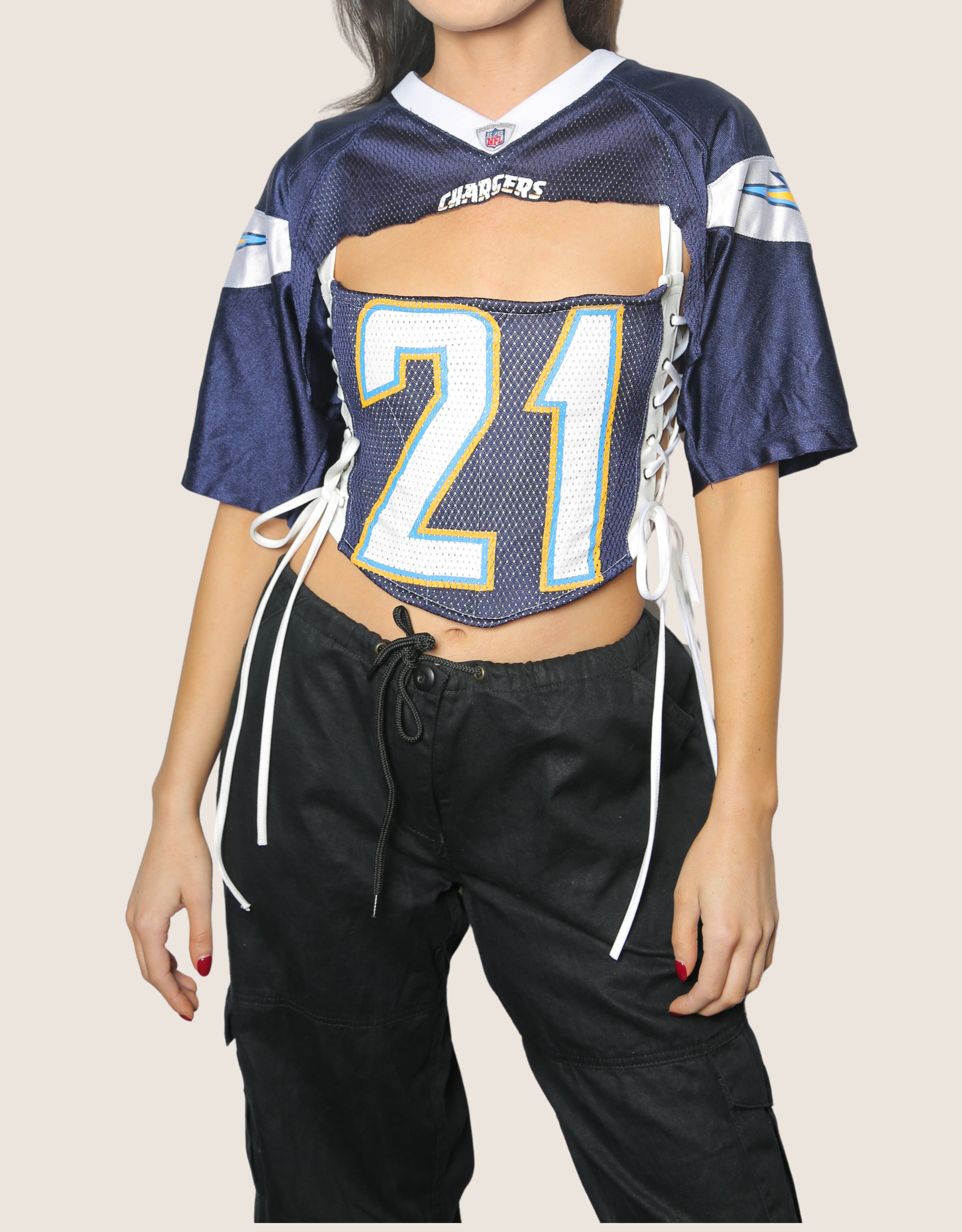 chargers reworked corset with matching shrug (S/M)