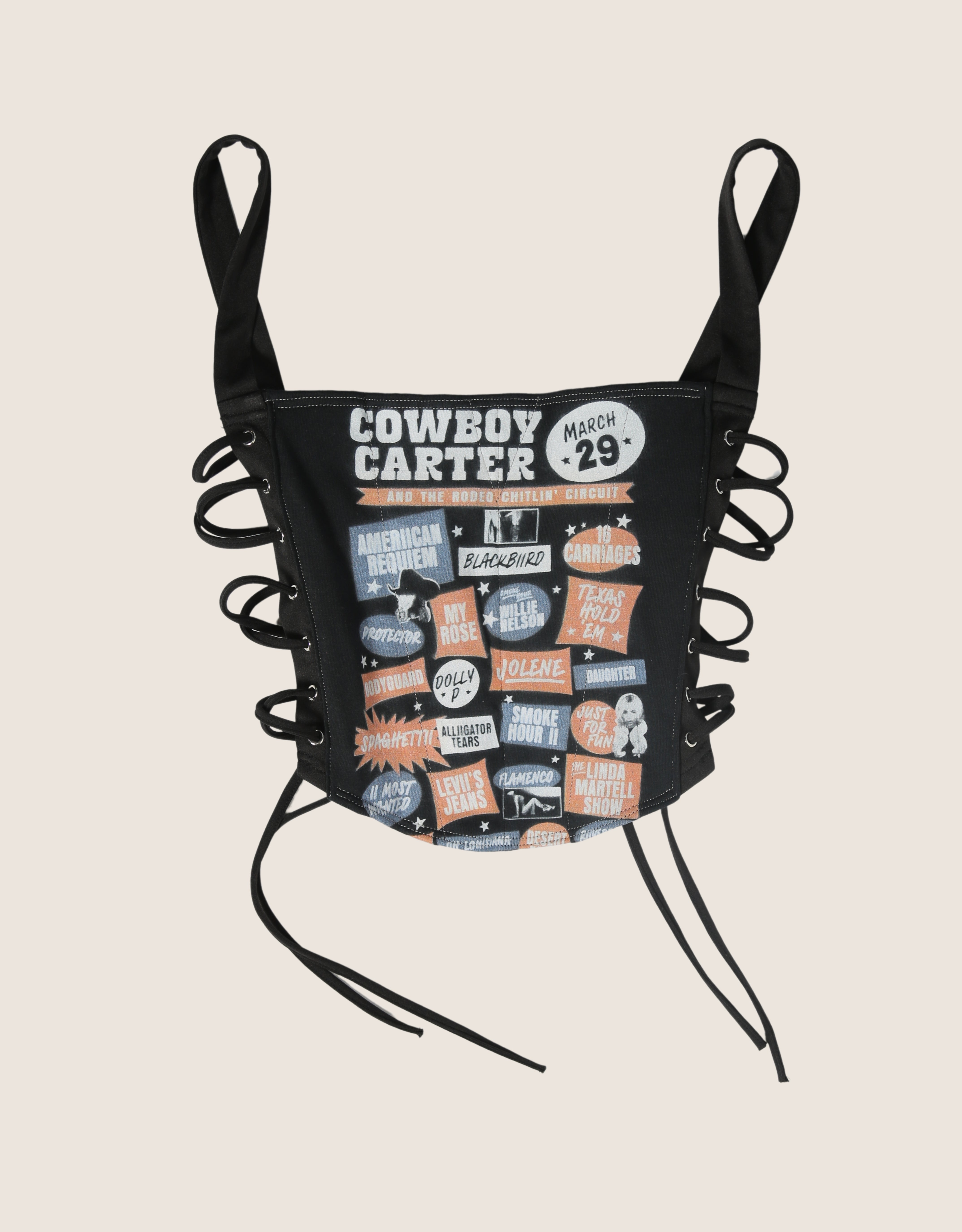 cowboy carter reworked side lace full length corset