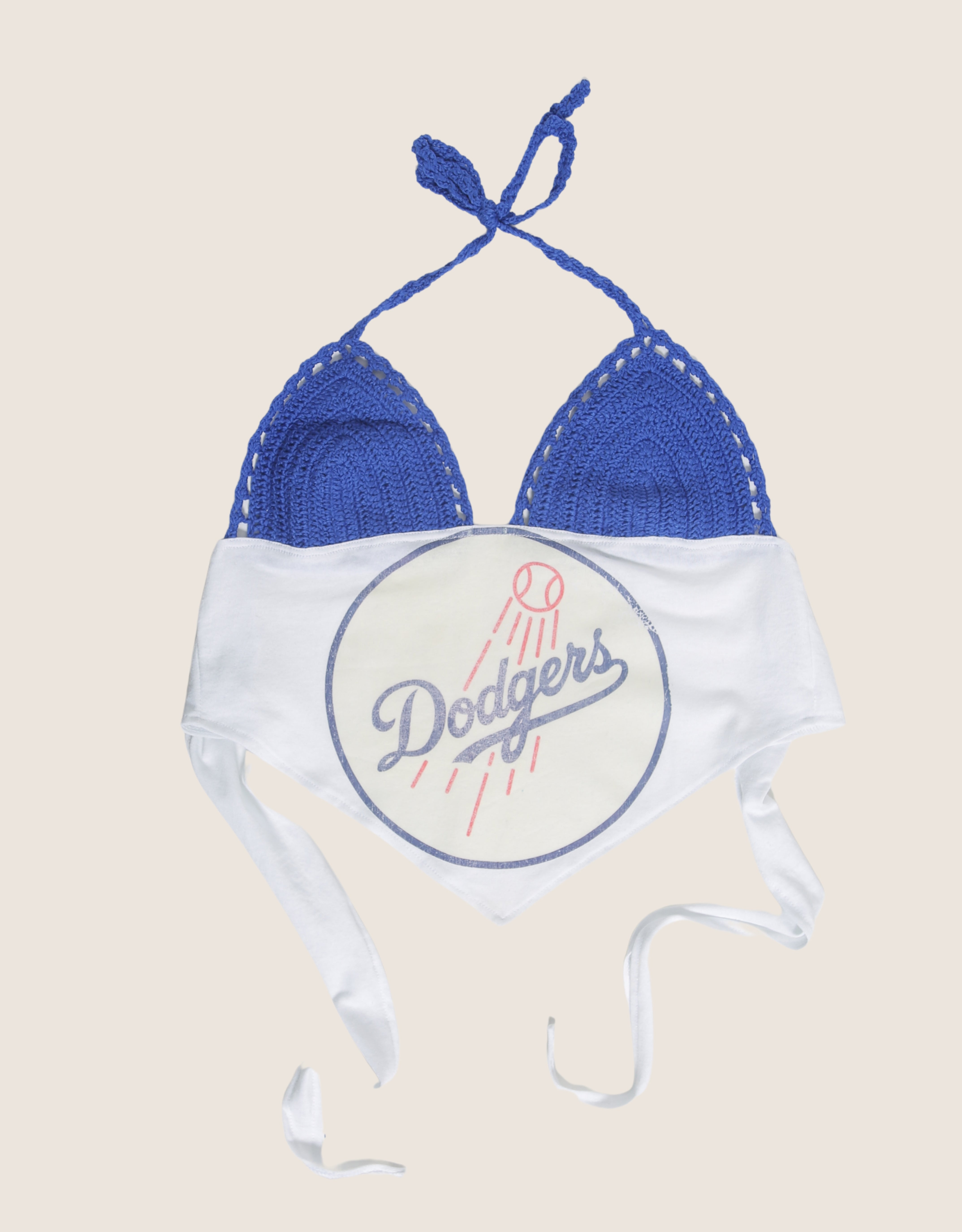 dodgers baseball crochet halter top (m/l)